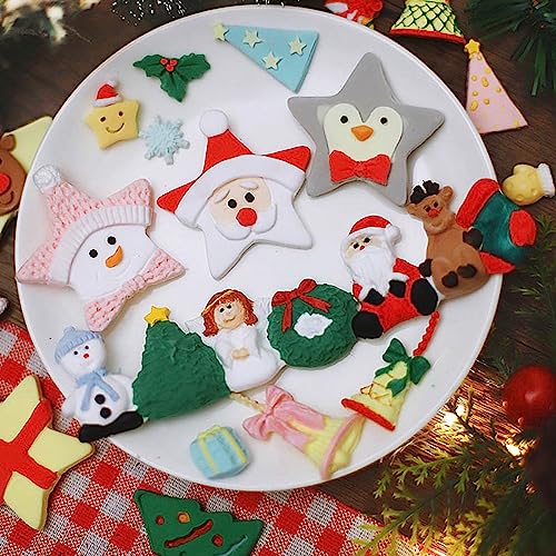 Christmas Star Fondant Molds, Elk Snowflake Cake Decorating Silicone Molds, Gift Box Polymer Clay Moulds for DIY Baking Candy, Chocolate, Bread, Mousse, Cookies, Epoxy Resin, Soap, Candles