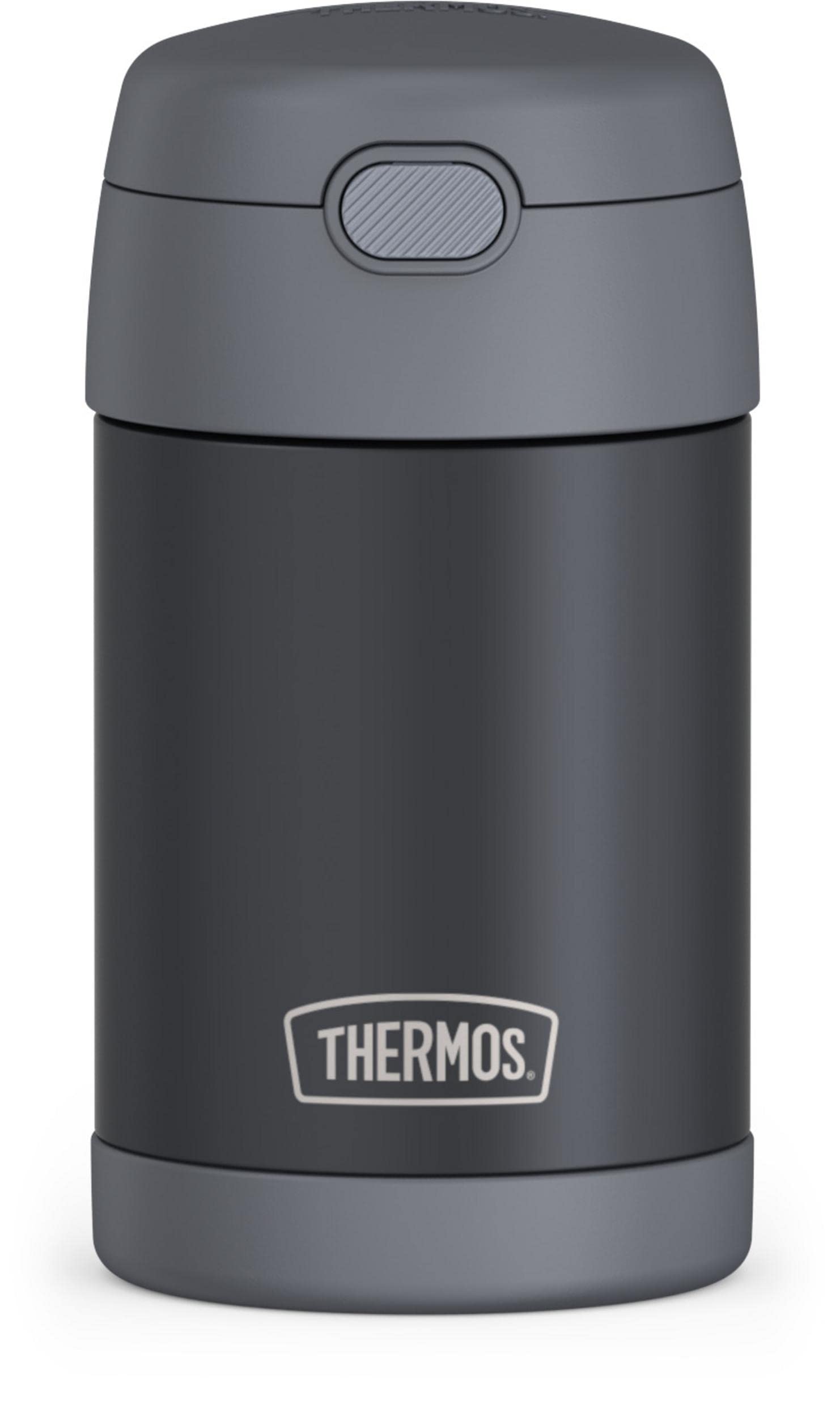 THERMOS FUNTAINER Insulated Food Jar – 16 Ounce, Matte Charcoal – Kid Friendly Thermos Food Jar with Foldable Spoon