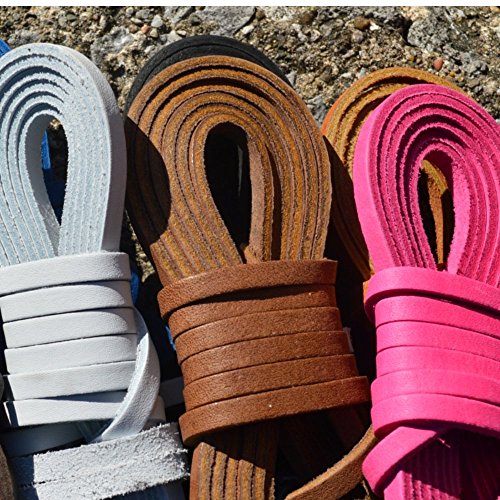 TOFL Leather Straps | 2 Pieces | 72 Inches Long | 1/4 Inch Wide | 1/8 Inch Thick | Baseball and Softball Mitt and Glove Lace, Jewelry, Hanging Pictures, Shelves, Decorating Furniture | Smokey Gray