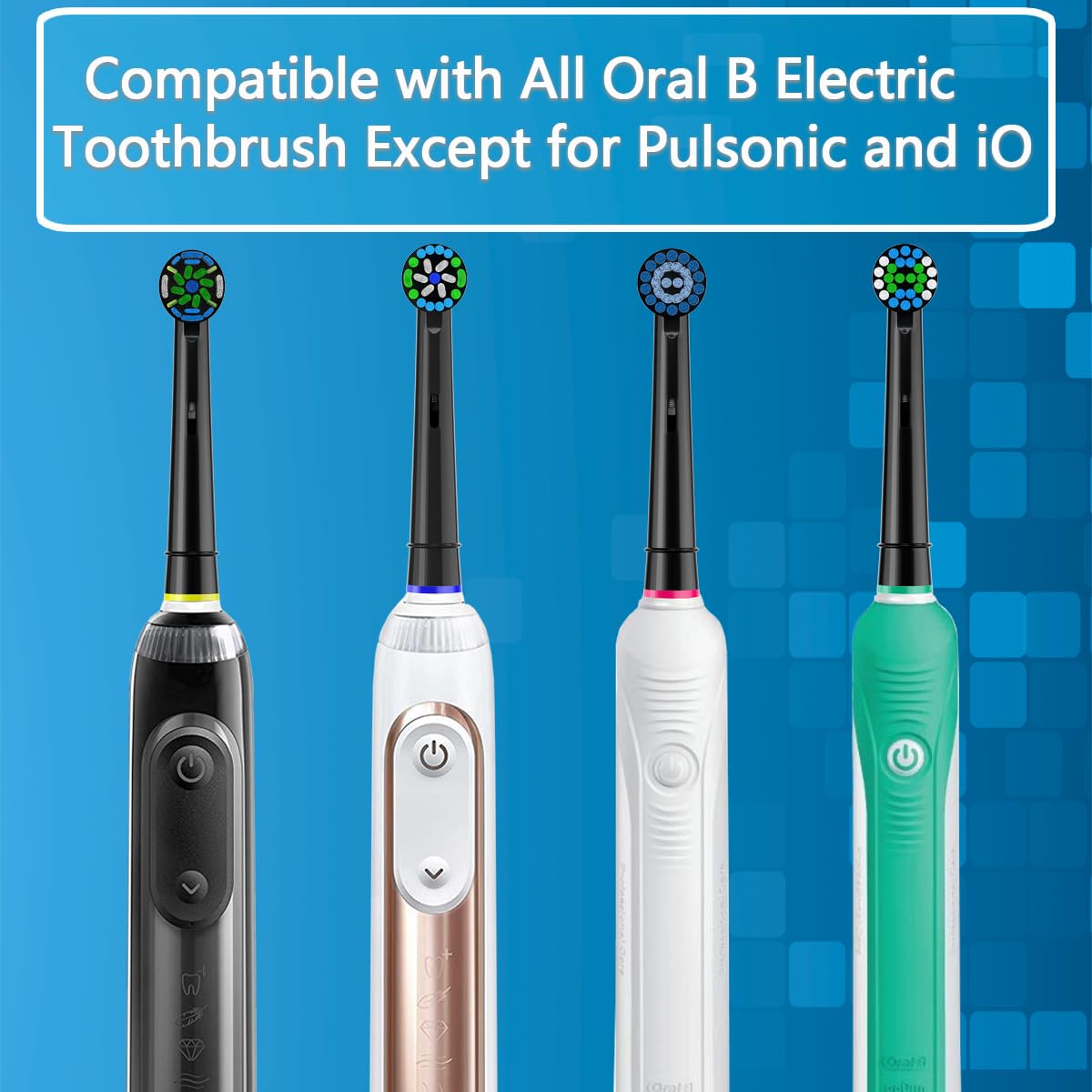 Rupsodal Replacement Heads Compatible with Oral B Braun, 16 Pcs Professional Electric Toothbrush Heads, Replacement Brush Heads Compatible with Pro 1000/1500/7500/3000/7000/8000/500, Black