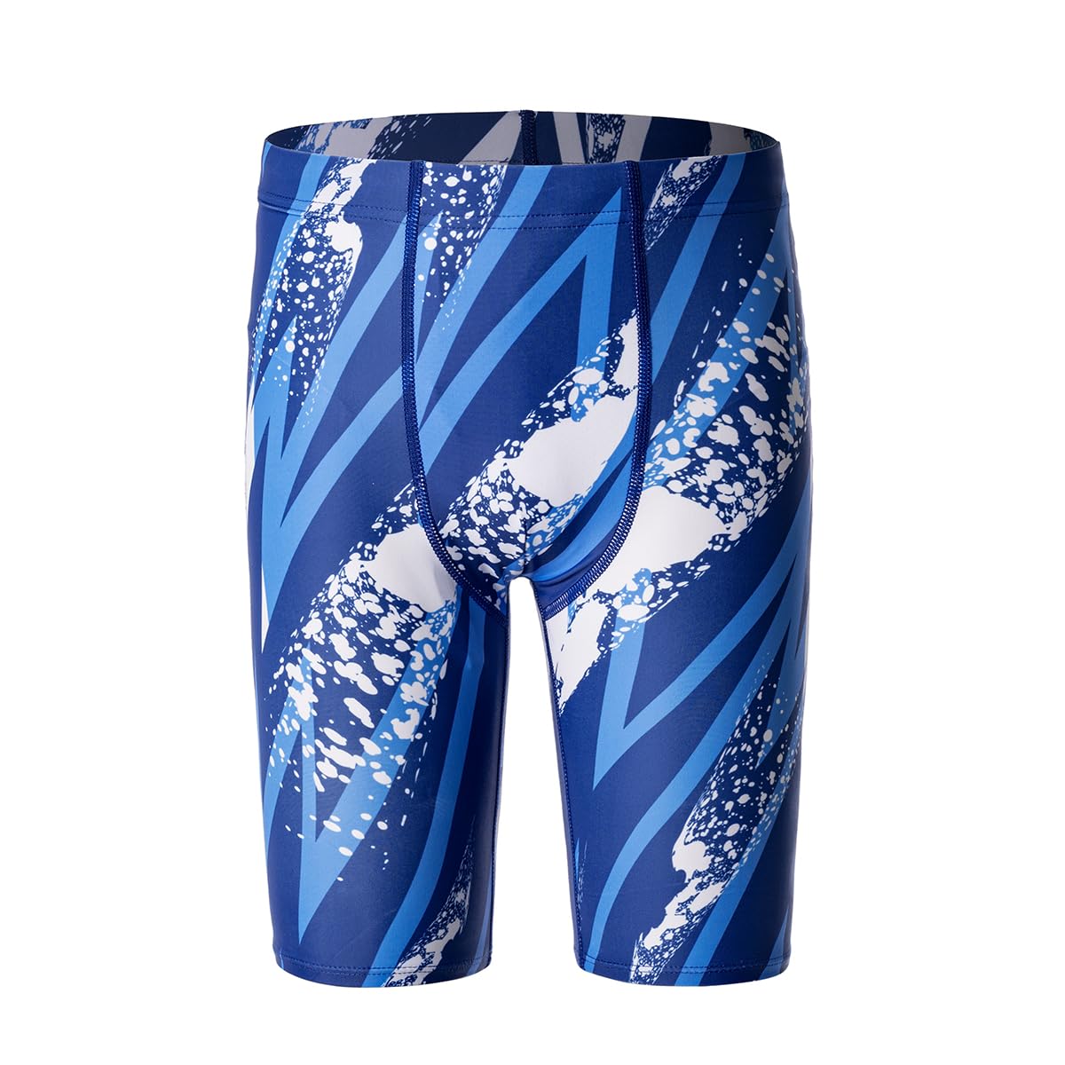 DEVOROPA Boys' Swim Jammers Youth Competitive Swim Team Suit Quick Dry Athletic Swimming Shorts UPF 50+ Abstract E M