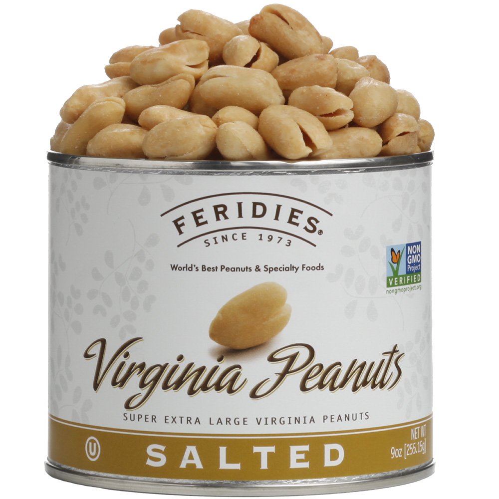 FERIDIES Assorted Snack Nut Gift Pack (Salted Virginia Peanuts, Honey Roasted Virginia Peanuts, Peanut Brittle Crunch and 5 O'Clock Crunch) - 36 ounces total