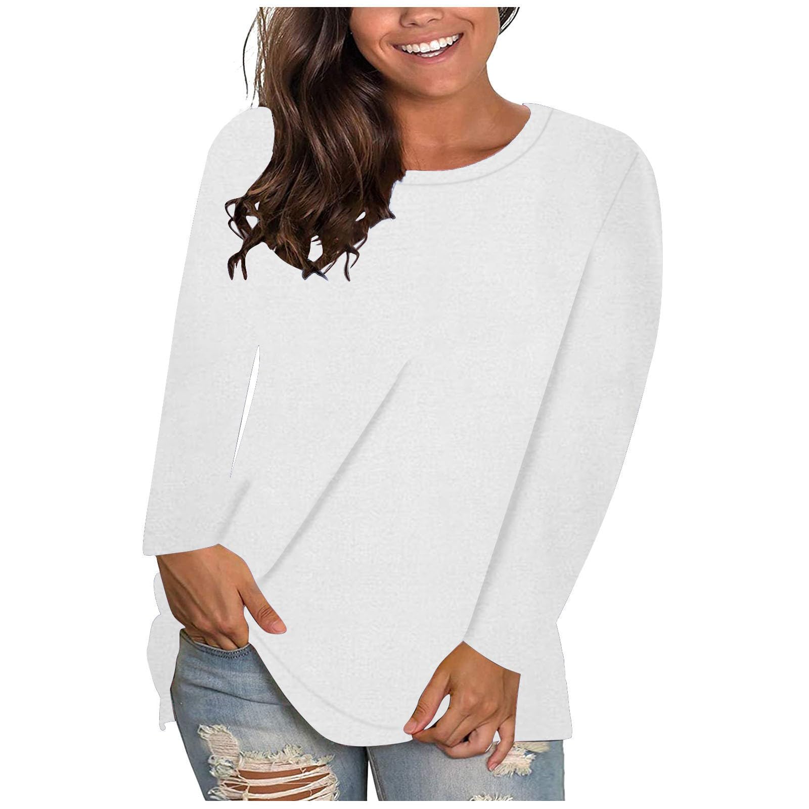 Haul Items Haul Sale Haul Sale the Clearance Long Sleeve Shirt Women H02 White