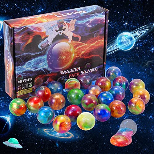 MiVRIU Ball Slime Party Favors 24 Pack, Super Soft and Scented Galaxy Slime for Girls Boys, Gift Idea for Kids Goodie Bag Stuffers, Space Party Favors, Easter Stocking Stuffers