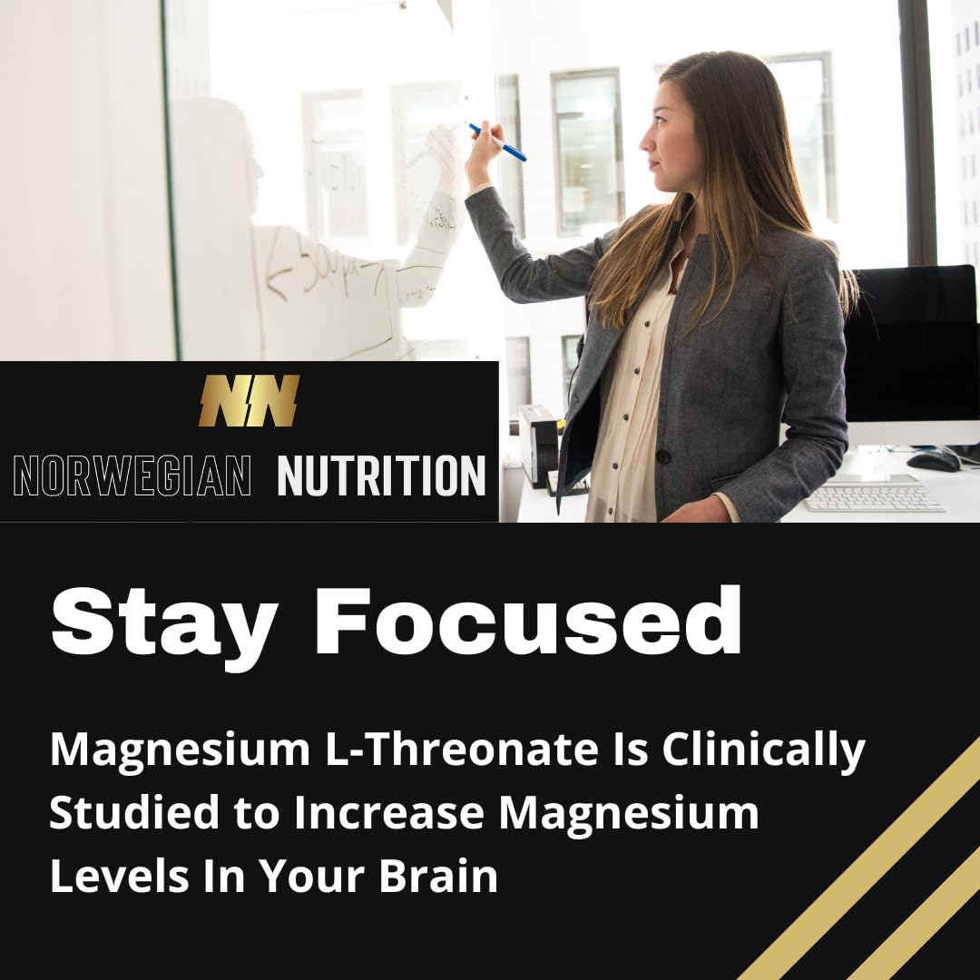 Magnesium L-Threonate, 60 Capsules of 300MG! (not 144MG Like Others) - Enhance Your Life - Better Sleep Quality and Focus, Memory, Attention and Cognitive Function - Over 99,9% Pure!! Gluten Free.