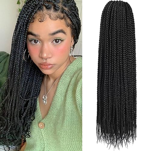 Box Braid Crochet Hair 7 Packs 20 Strands/Pack Crochet Box Braids Pre Looped Ombre Crochet Hair for Women (14 inch, 1B)