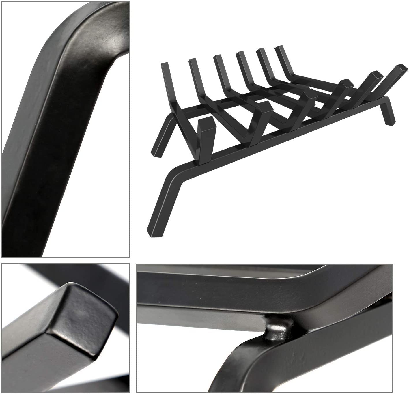 hykolity 24 in. Fireplace Log Grate, Heavy Duty Solid Steel Firewood Burning Fireplace Rack 4/5" Bar Fire Grates