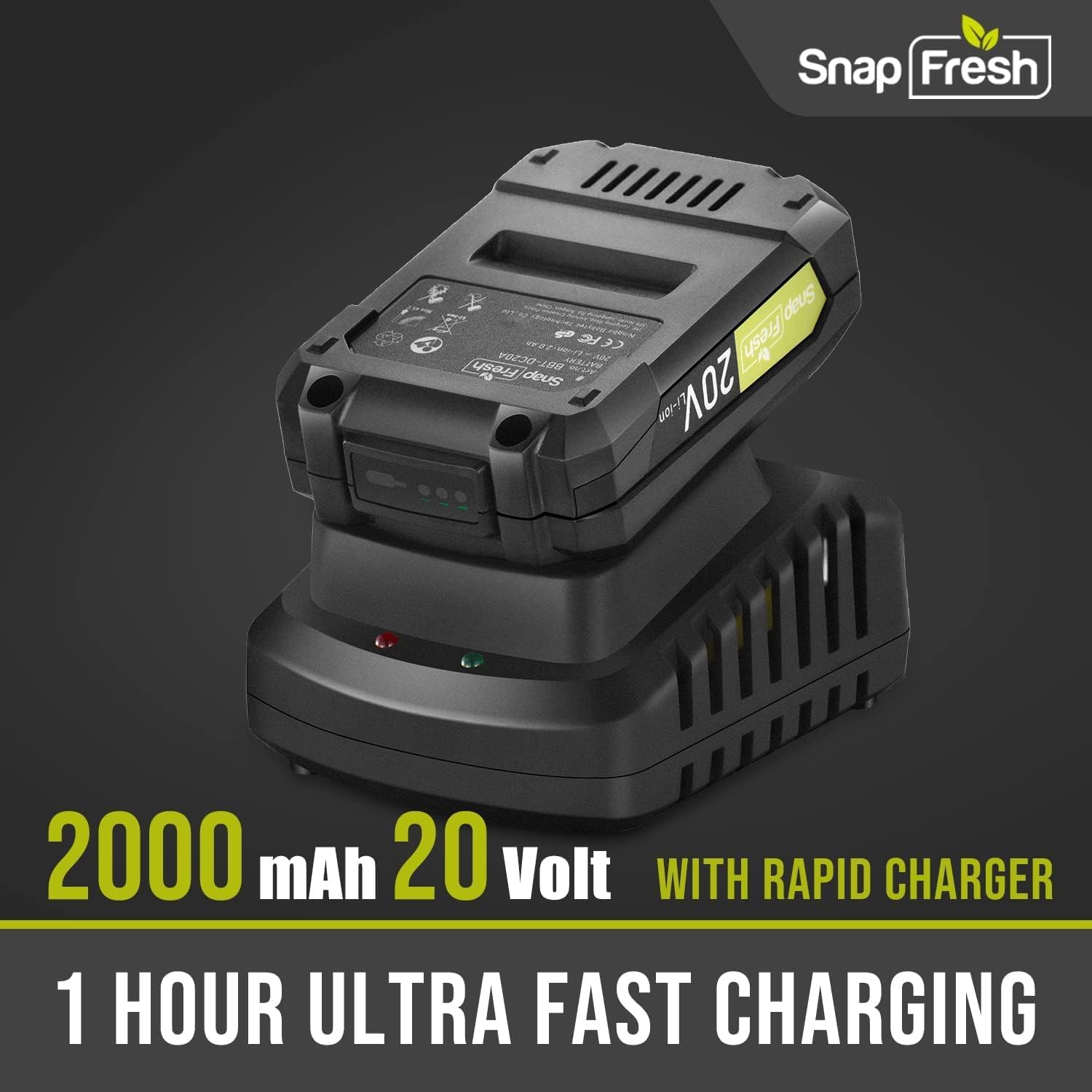 SnapFresh 20V Cordless Impact Drill-1/2" Power Drill/Driver Set,445in-lbs Torque Max,2 Variable Speeds, 43Pcs Bits w/case,2.0Ah Battery & Fast Charger Included, Power Tools