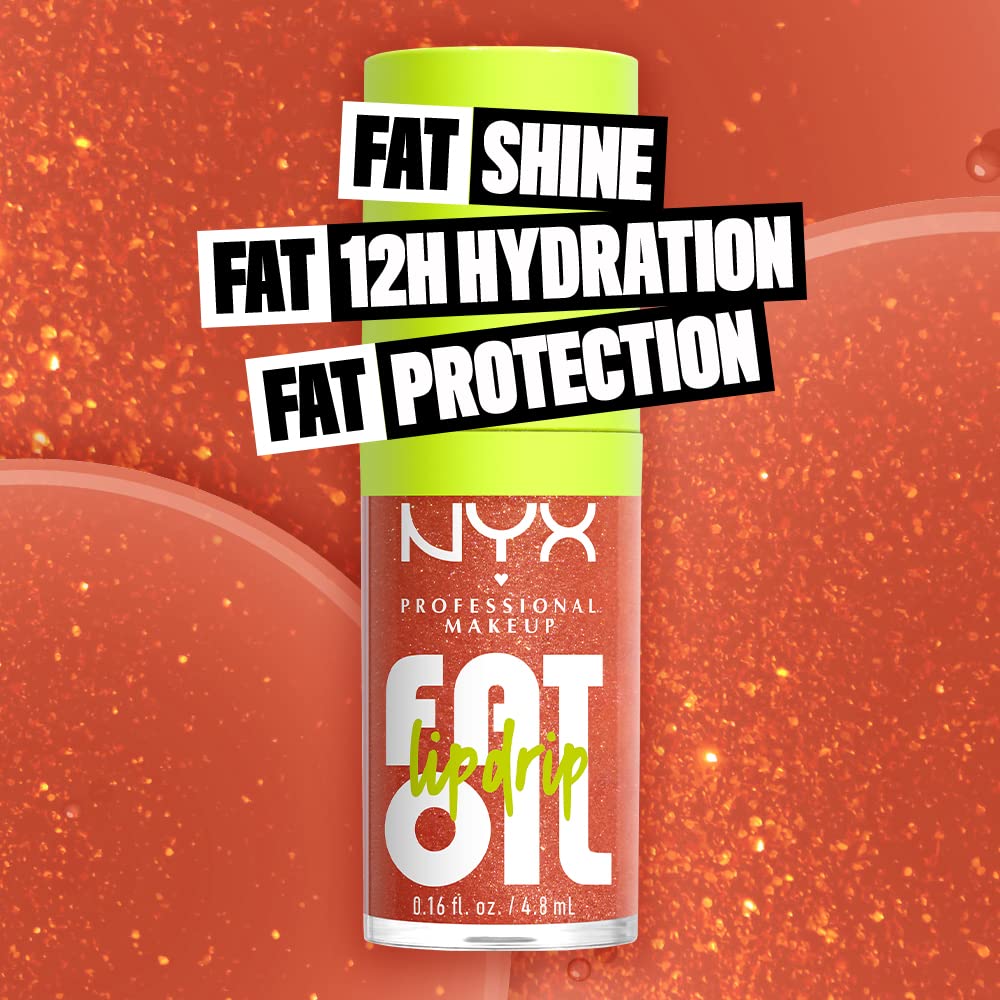 NYX PROFESSIONAL MAKEUP Fat Oil Lip Drip, Moisturizing, Shiny and Vegan Tinted Lip Gloss - Follow Back (Shimmering Warm Nude)