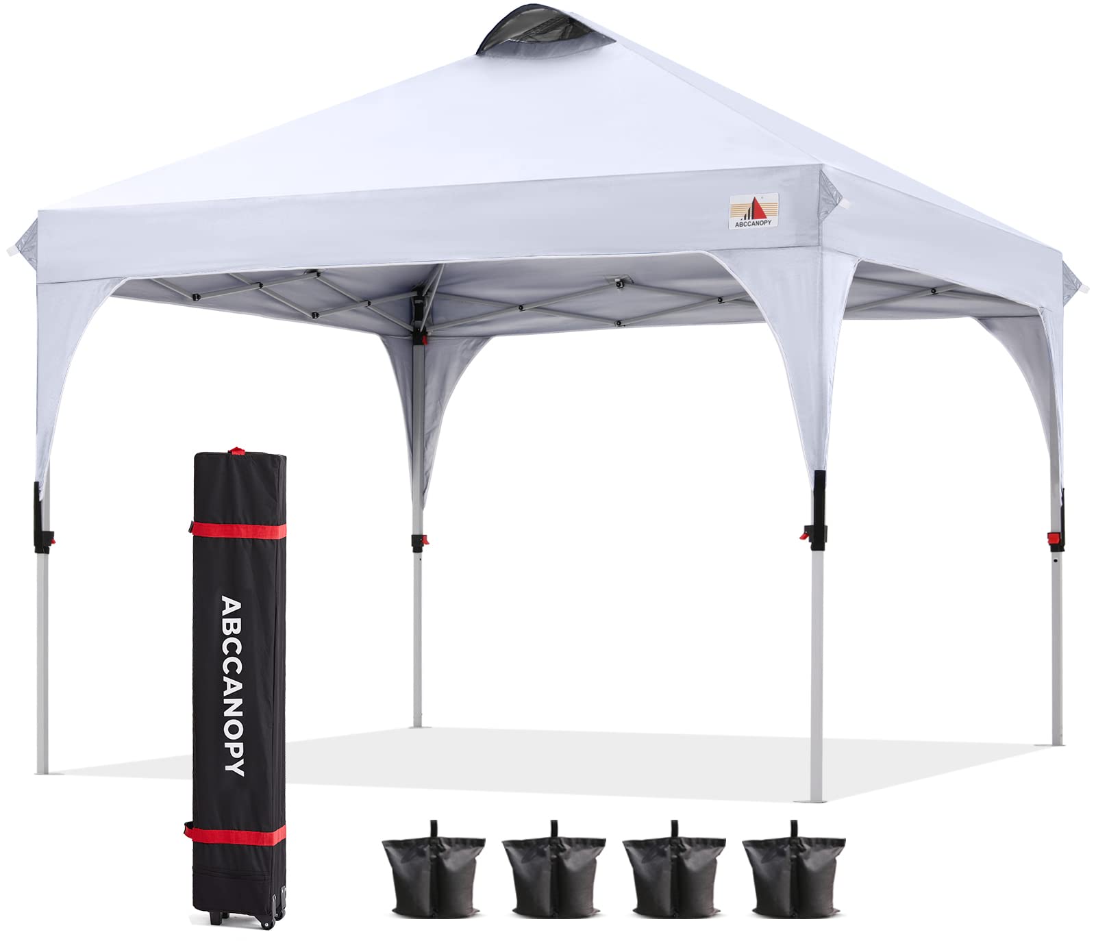 ABCCANOPY Outdoor Pop up Canopy Tent, 10x10 Instant Portable Canopy for Camping, Beach, Backyard, White