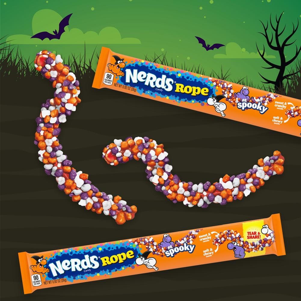 Nerds Spooky Ropes Candy, Halloween Trick or Treat Packs, 0.92oz (Pack of 24)
