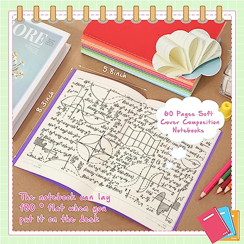 150 Pack A5 Kraft Notebooks 60 Pages Soft Cover Composition Notebooks Bulk Ruled Lined Travel Journals for Travelers, Students, Classroom, Home, Office, School Supplies, 5.8 x 8.3 Inch (Bright Colors)