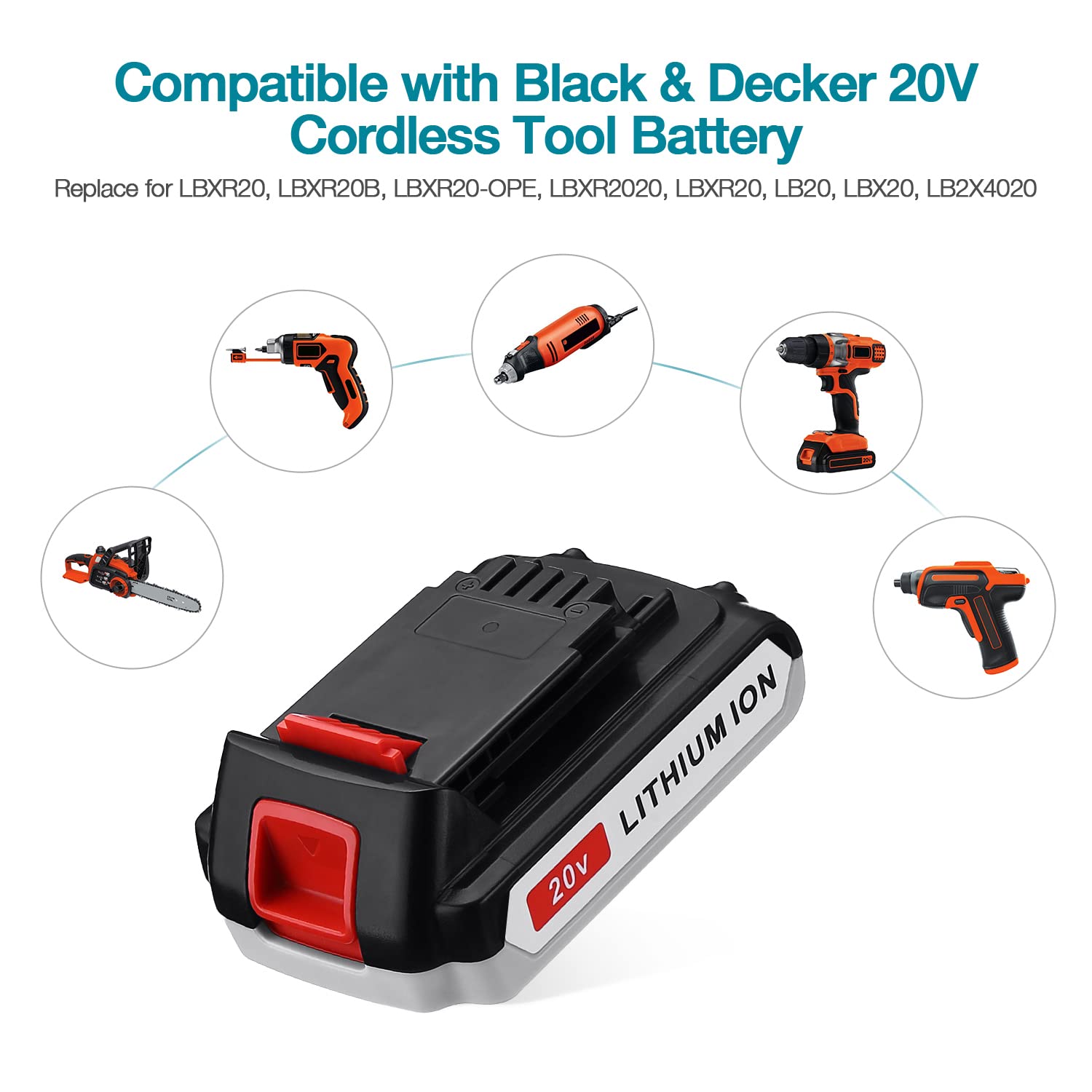 ORHFS Upgraded 2 Pack 20v Max 3600mAh Replace Battery for Black and Decker,LBXR20 Replacement Battery LB20 LBX20 LBX4020 Extended Run Time Cordless Power Tools Series
