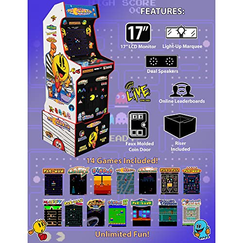 Arcade1Up PAC-Man Customizable Arcade Game Featuring PAC-Mania - Includes 14 Games & 100 Bonus Stickers