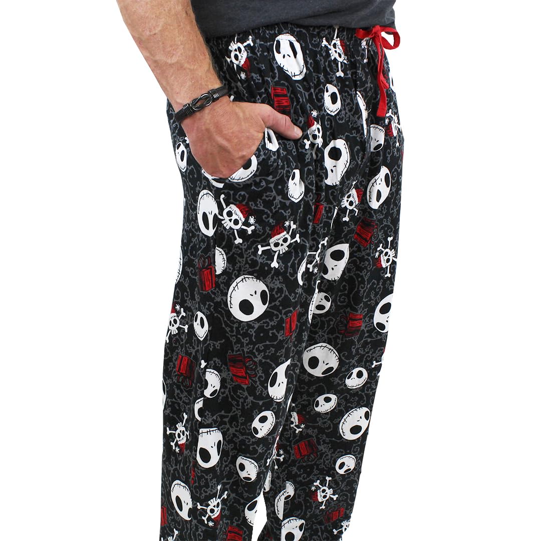 Disney Nightmare Before Christmas Jack Skellington Mens Holiday Lounge Pajama Pant (Medium, Black)