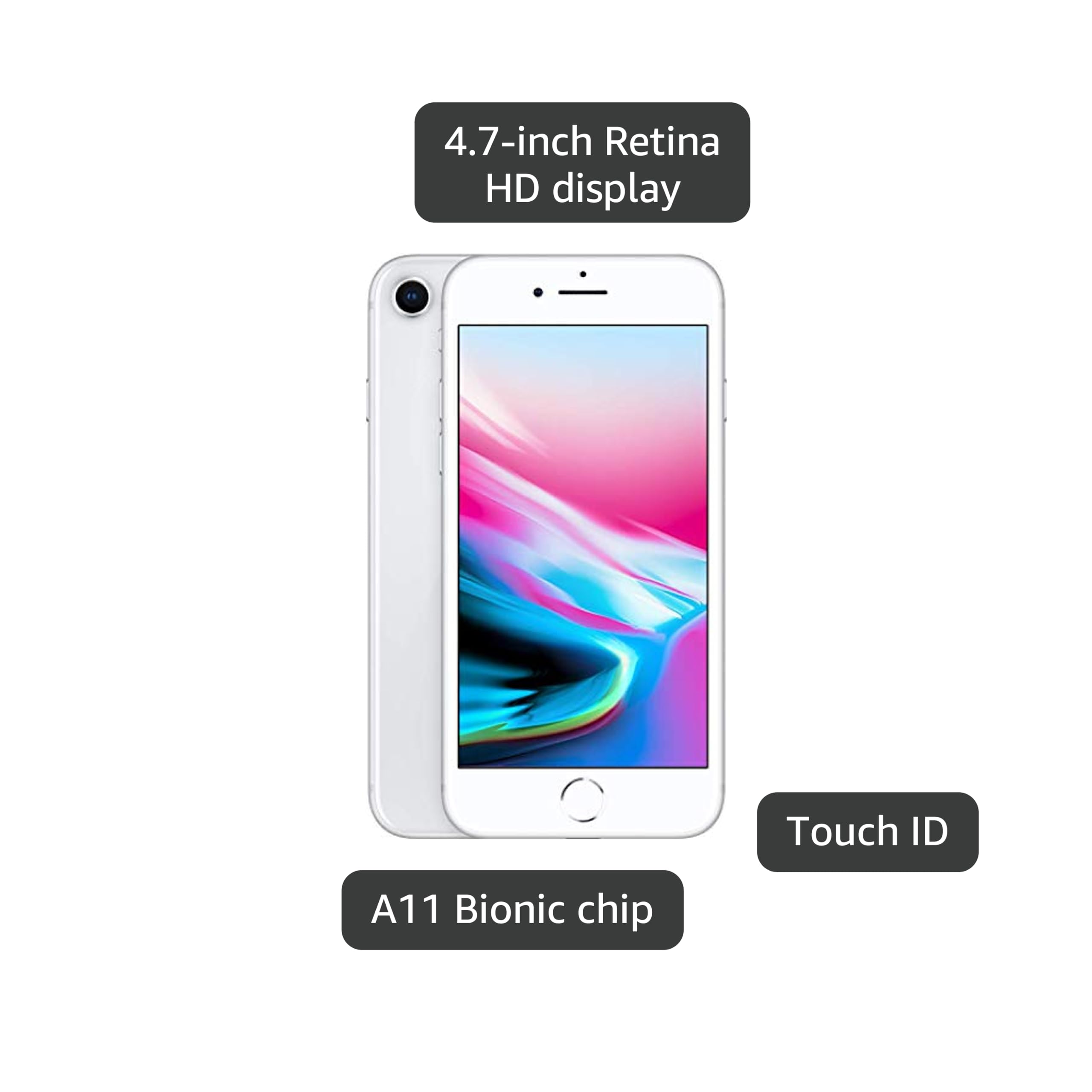 Apple iPhone 8 (256GB, Silver) [Locked] + Carrier Subscription