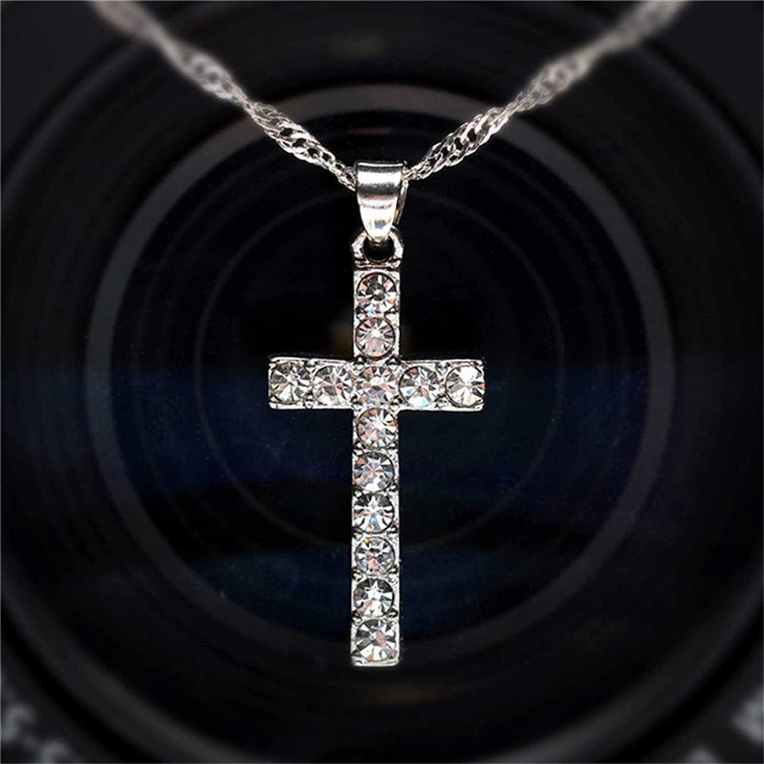 Sterling Silver Cross Pendant Necklace for Women, Rhinestone Cross Necklace Cubic Zirconia Cross Necklace for Women Nice Processed