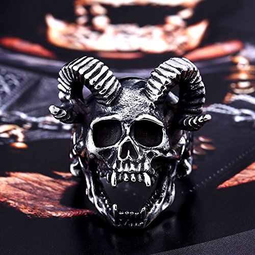 ZMY Home Mens Fashion Jewelry 316L Stainless Steel Rings for Men Punk Silver Demon Skull Ring (15)