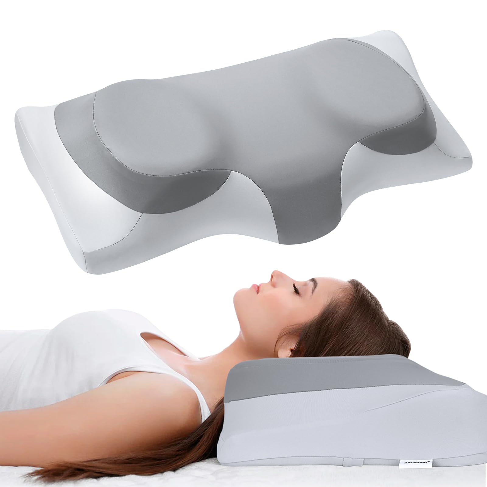 ABLEGRID Contour Memory Foam Cervical Pillow,FSA HSA Eligible Cooling Gel Pillow for Neck and Shoulder Pain Relief,Ergonomic Orthopedic Adjustable Bed and Support Pillow for Side,Back,Stomach Sleeper