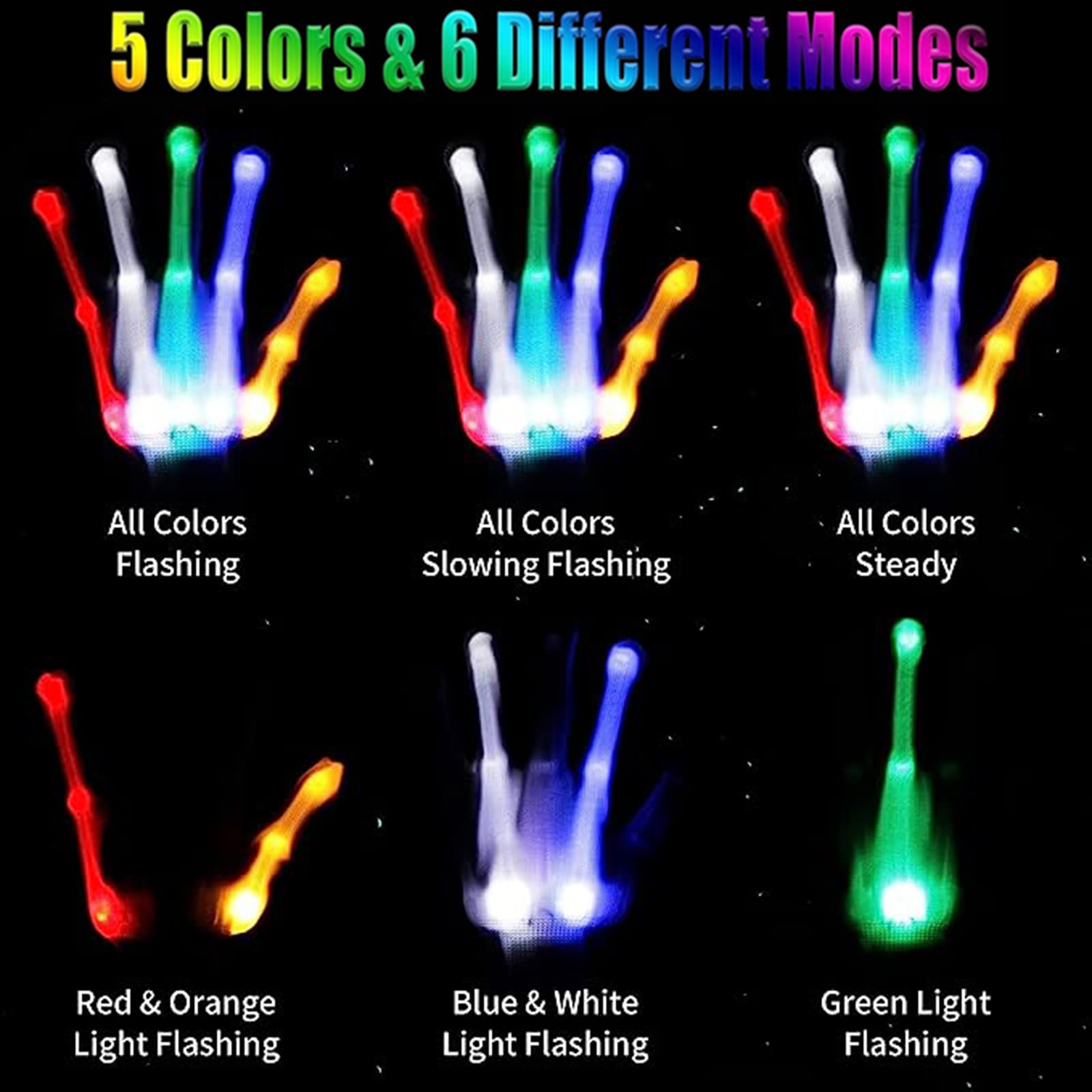 COLEDRE Toys Gifts Age 6-12 Years Old Led Light up Gloves Rainbow Glow Gloves for Kids Adults Rave Birthday Party Halloween Christmas Stocking Stuffers（1PM）