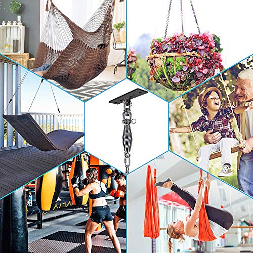 Dolibest Hanging Kits Hammock Chair Hardware, Heavy Duty Swing Hanger with Spring (6MM) for Indoor Outdoor Playground Hanging Chair Hammock Chair Punching Bags, 4 Screws, 4 Expansion Screws