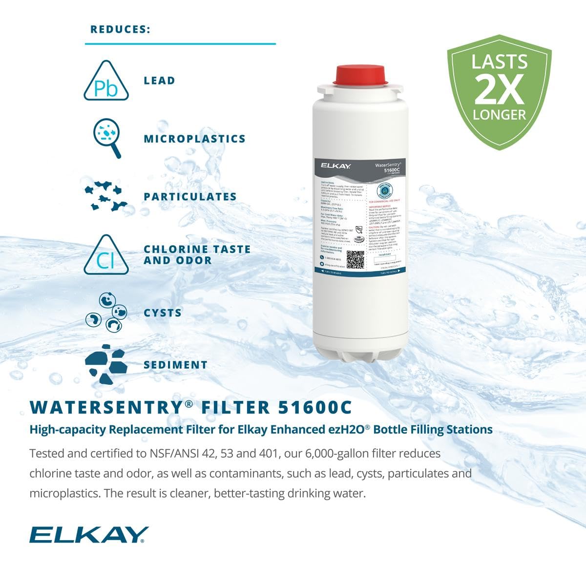 Elkay LZS8WSSP Enhanced ezH2O Bottle Filling Station & ADA Cooler Refrigerated Stainless High Capacity Lead Reduction Quick Filter Change, Single, Stainless Steel