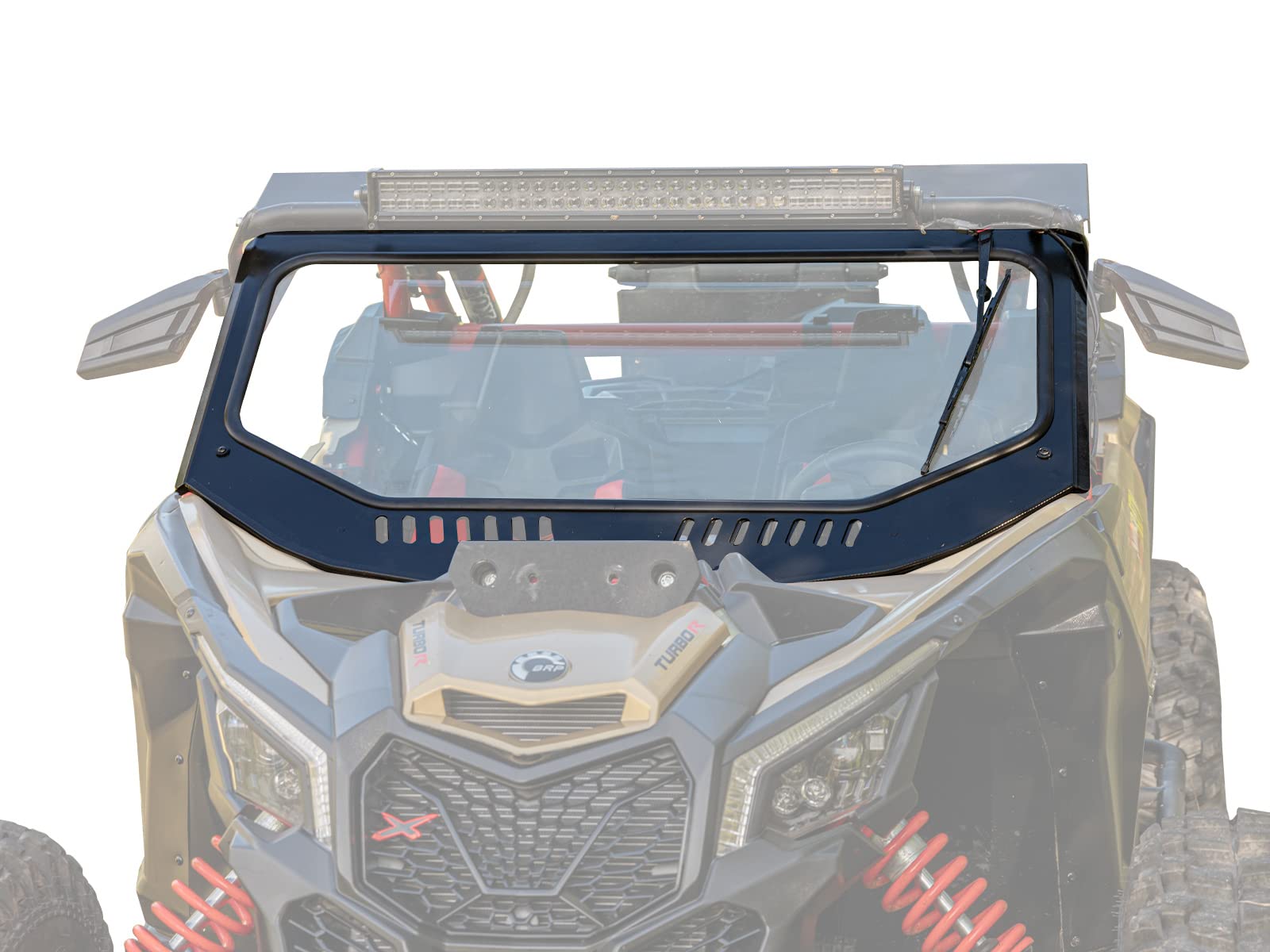 SuperATV Vented Front Glass Windshield for the CanAm Maverick X3 2017+ (See Fitment) | DOT Approved Laminated Safety Glass Windshield | Includes Manual Wiper | Easy Install
