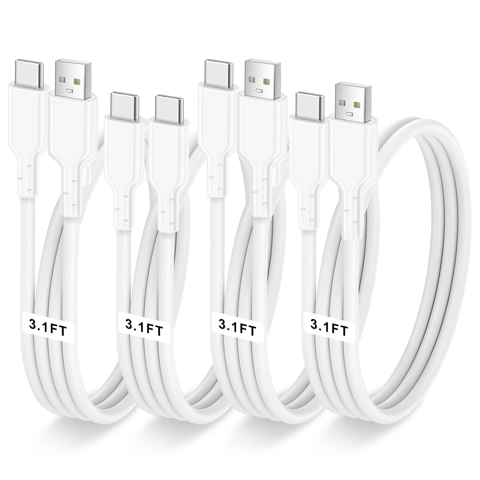 4 Pack Fast Charger Cable 60W 3.1FT(2 Pack USB-C Cable and 2 Pack Type C-C Cable) for iPhone,iPad,AirPods,MacBook,Samsung,and More