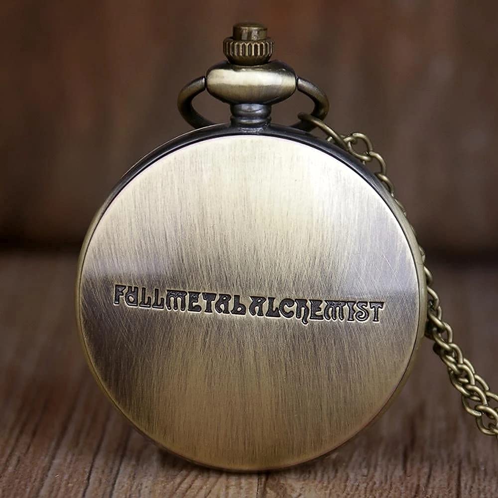 Tiong Fullmetal Alchemist Pocket Watch with Chain for Cosplay Pendant Accessories Christmas Valentine's Day Birthday Gifts Fathers Day(Brown)