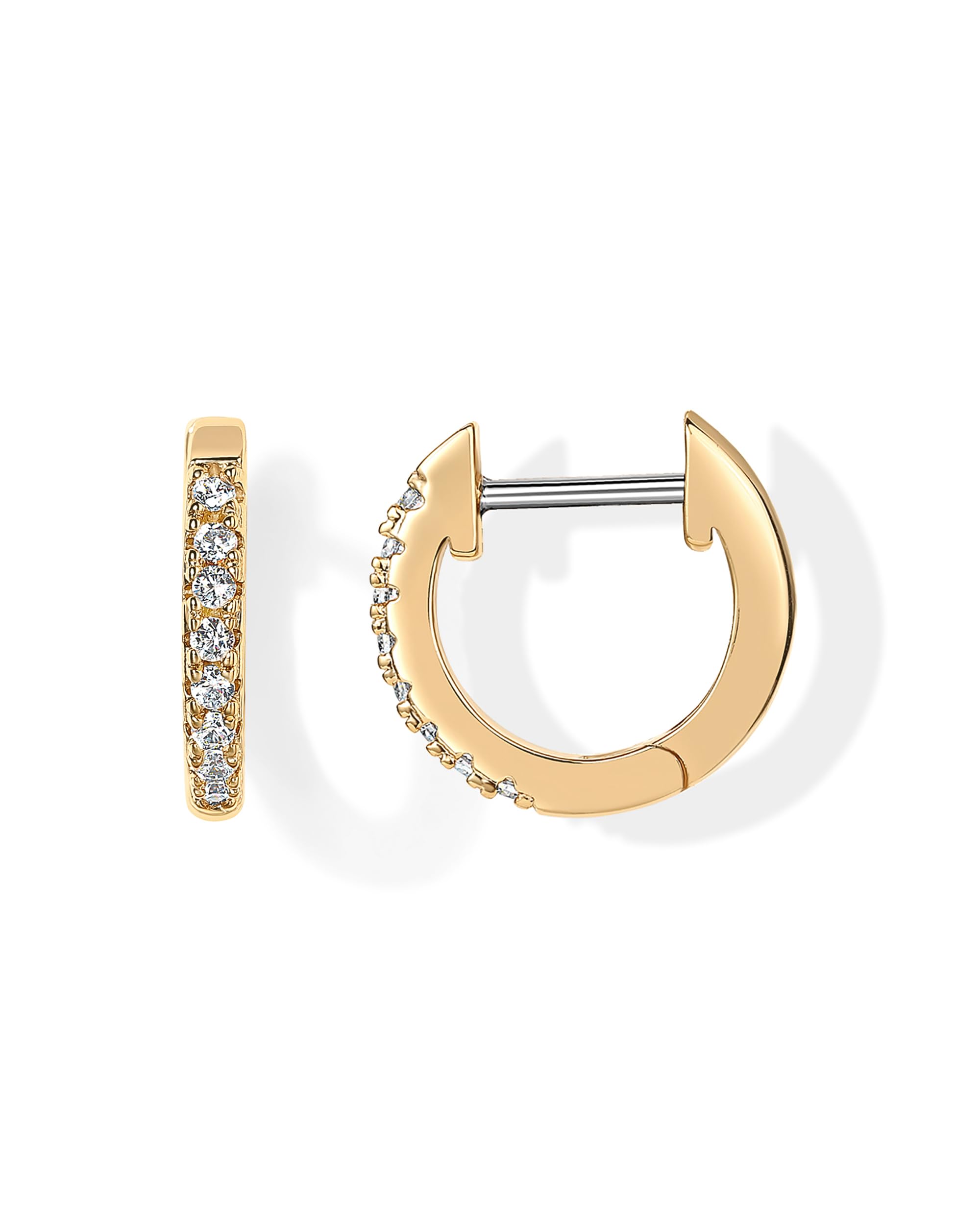 PAVOI 18K Yellow Gold Vermeil Post Cubic Zirconia Cuff Earring Huggie Stud