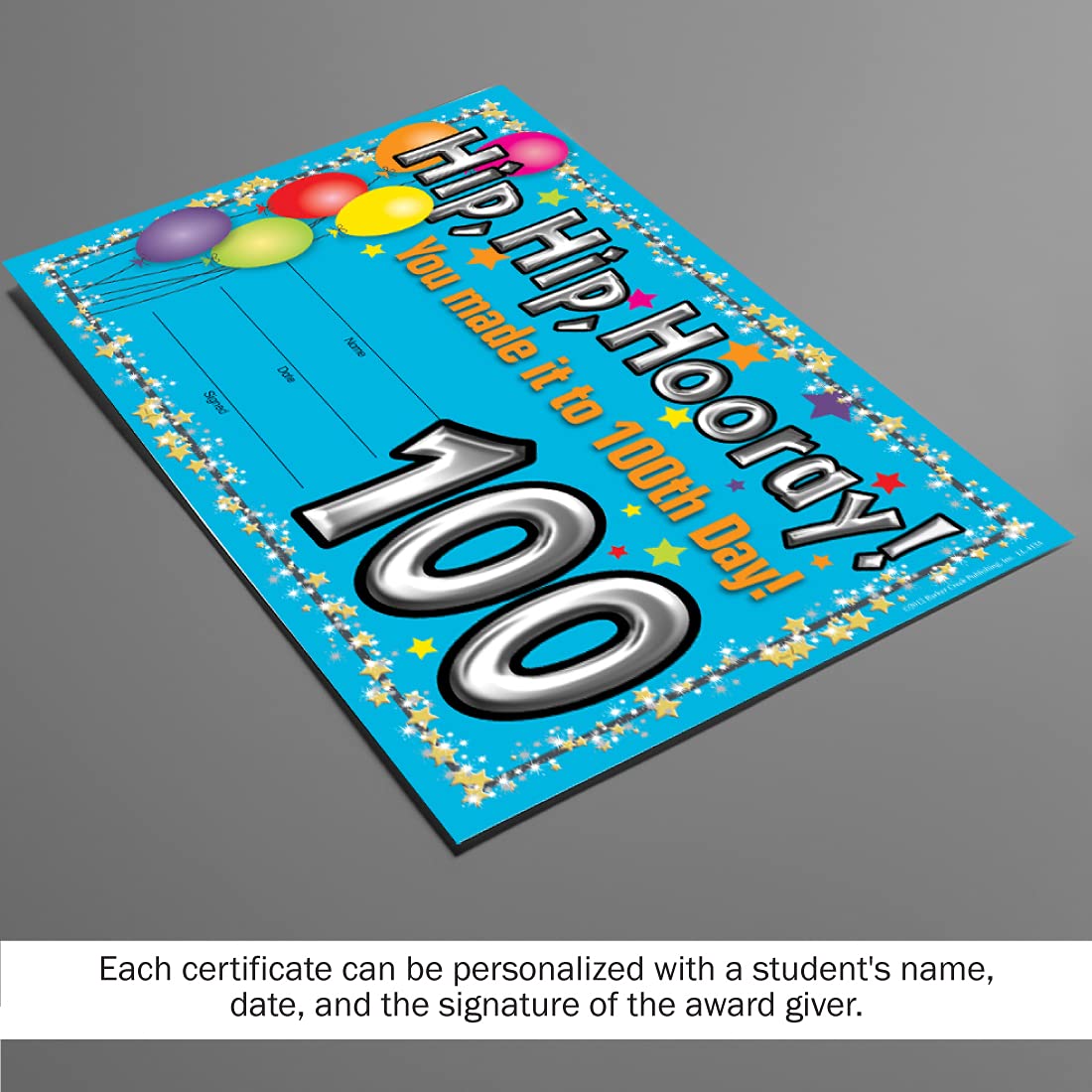 Barker Creek Recognition Awards, 100th Day, Celebrate Student Achievements with These Colorful Awards, 30 Awards per Pkg, 8.5" x 5.5" (426)