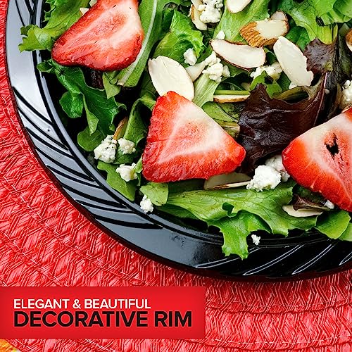 Stock Your Home 9 Inch Black Plastic Plates (100 Count), Large Disposable Black Plastic Party Plates for Dinner Parties, Cake, Halloween, Dinnerware Supplies