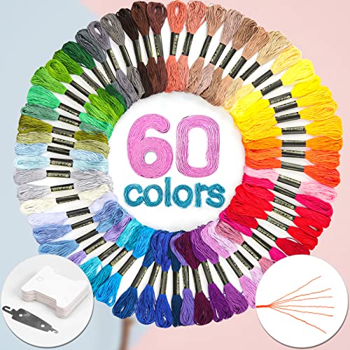 LOVIMAG Embroidery Floss 60 Skeins Per Pack for Cross Stitch Threads,Embroidery Thread for Friendship Bracelet Making,Embroidery String for Craft