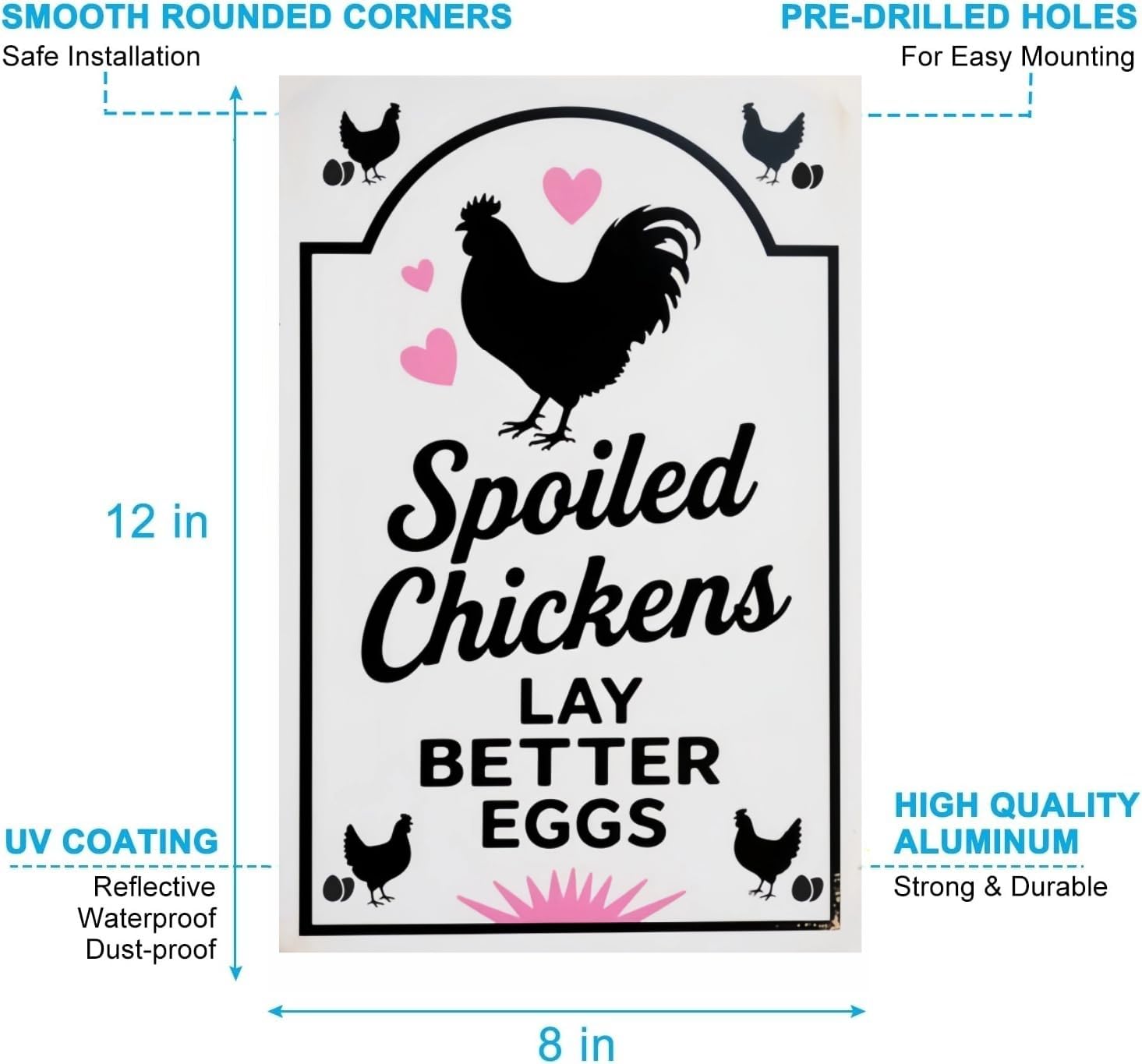 Carastora Funny Chicken Coop Sign - Outdoor Farmhouse Tin Sign with Humorous Quote, Farm Accessory for Gate, Yard, Barn or Fence, Country Home Decor 8x12 Inch