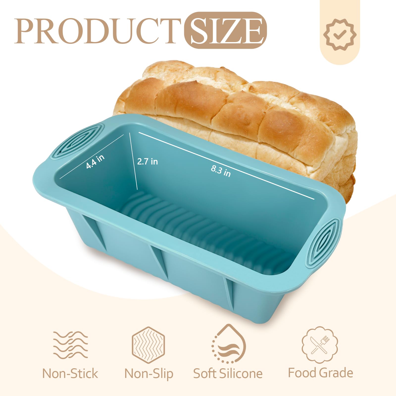 Koolstuffs Silicone Bread Loaf Pan, 2 PCS Rectangular Non-Stick Baking Mold Pans for Oven, Bread, Cake, Easy Release