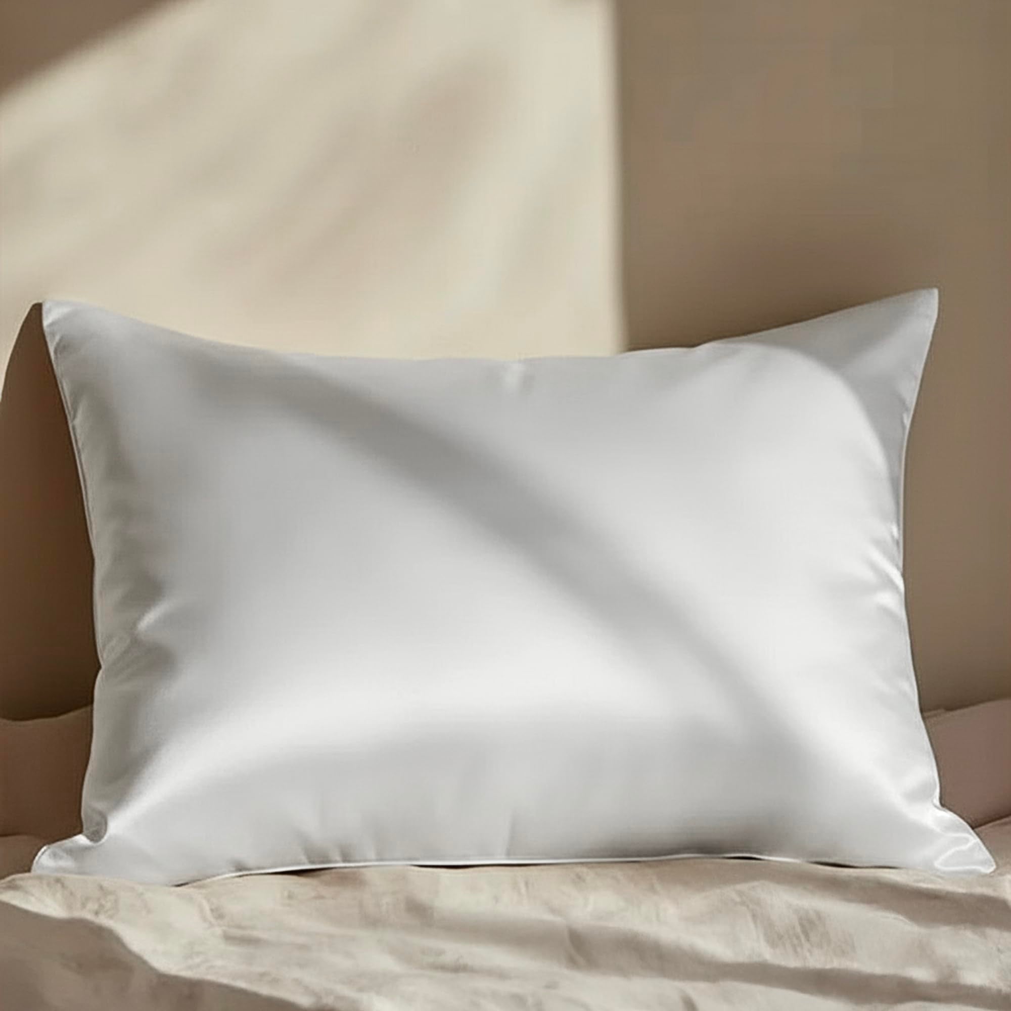 Mellanni Pure Silk Pillowcase Queen Size - Perfect for Hair and Skin, Preventing Wrinkles - Easy Care - Naturally Cooling Silk Pillow Cover with Hidden Zipper (Queen, White)