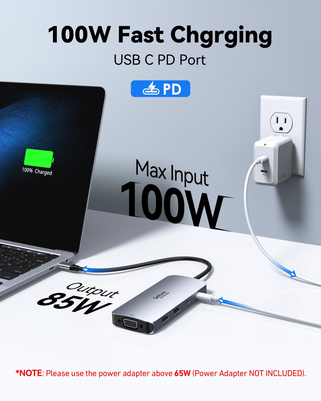USB C Docking Station Dual Displayport Monitor, USB C Hub Displayport with 2 DP, HDMI, VGA, PD Charging, USB A&C 2.0 Ports Multi Monitors Adapter for Dell/HP/Lenovo, etc