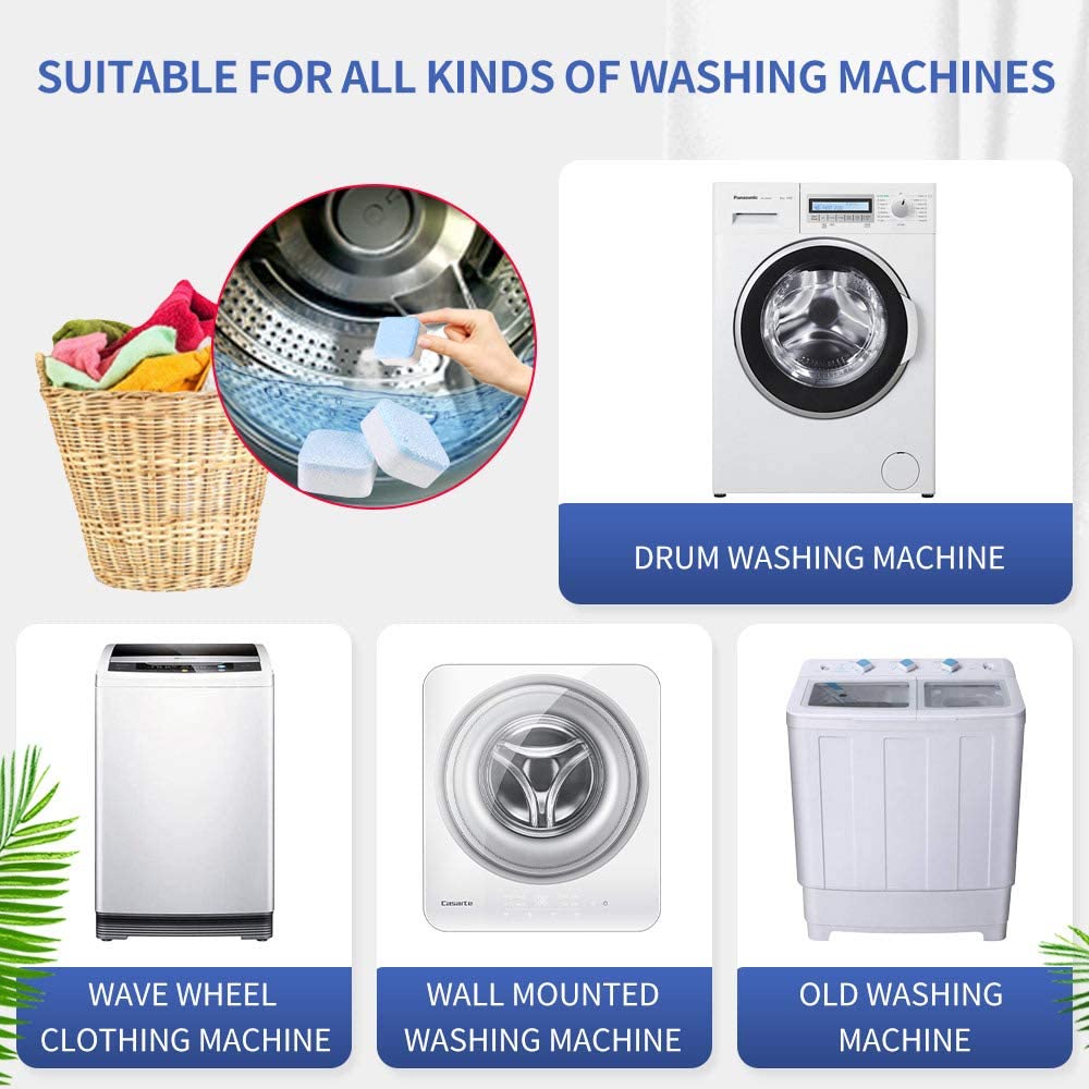 NATRUTH Washing Machine Cleaner Descaler 30 Pack Deep Cleaning Washer Cleaner Tablets For HE Front Loader & Top Load Washer