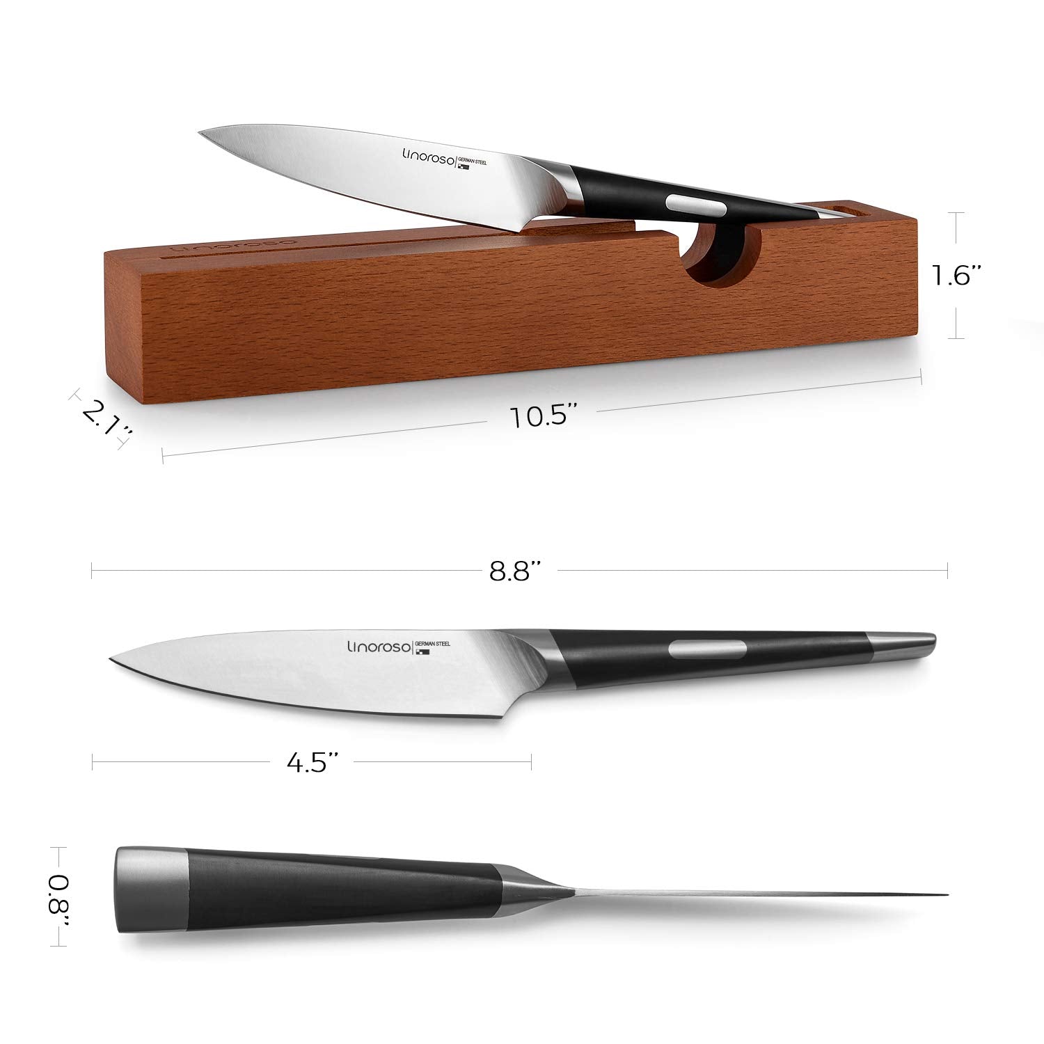 linoroso Paring Knife Fruit Knife Ultra Sharp Small Kitchen Knife- 4.5 inch Precision Forged German High-Carbon Stainless Steel Peeling Knife with Exquisite in-Drawer Knife Block - MAKO Series