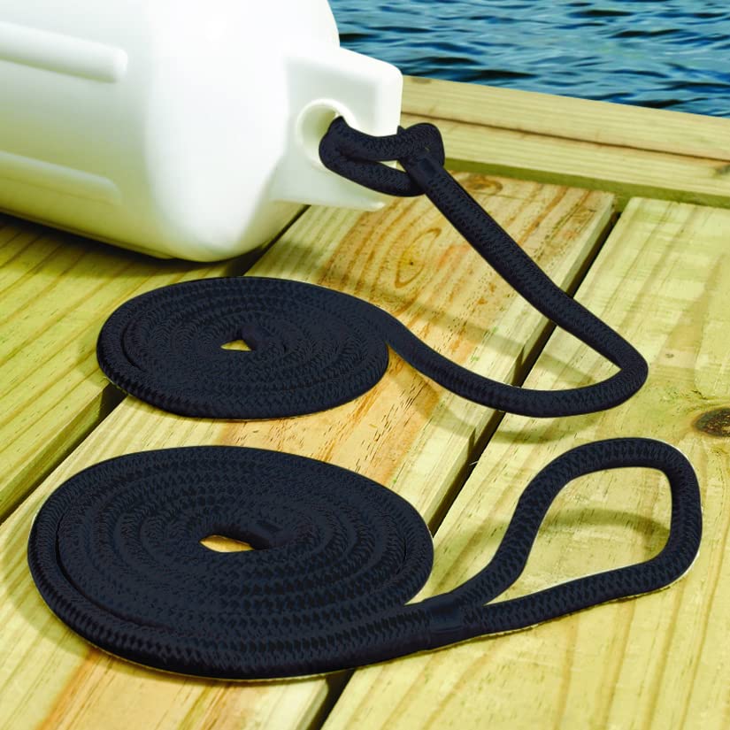 Seachoice Double-Braid Nylon Fender Line, 1/4 In. X 6 Ft., Black