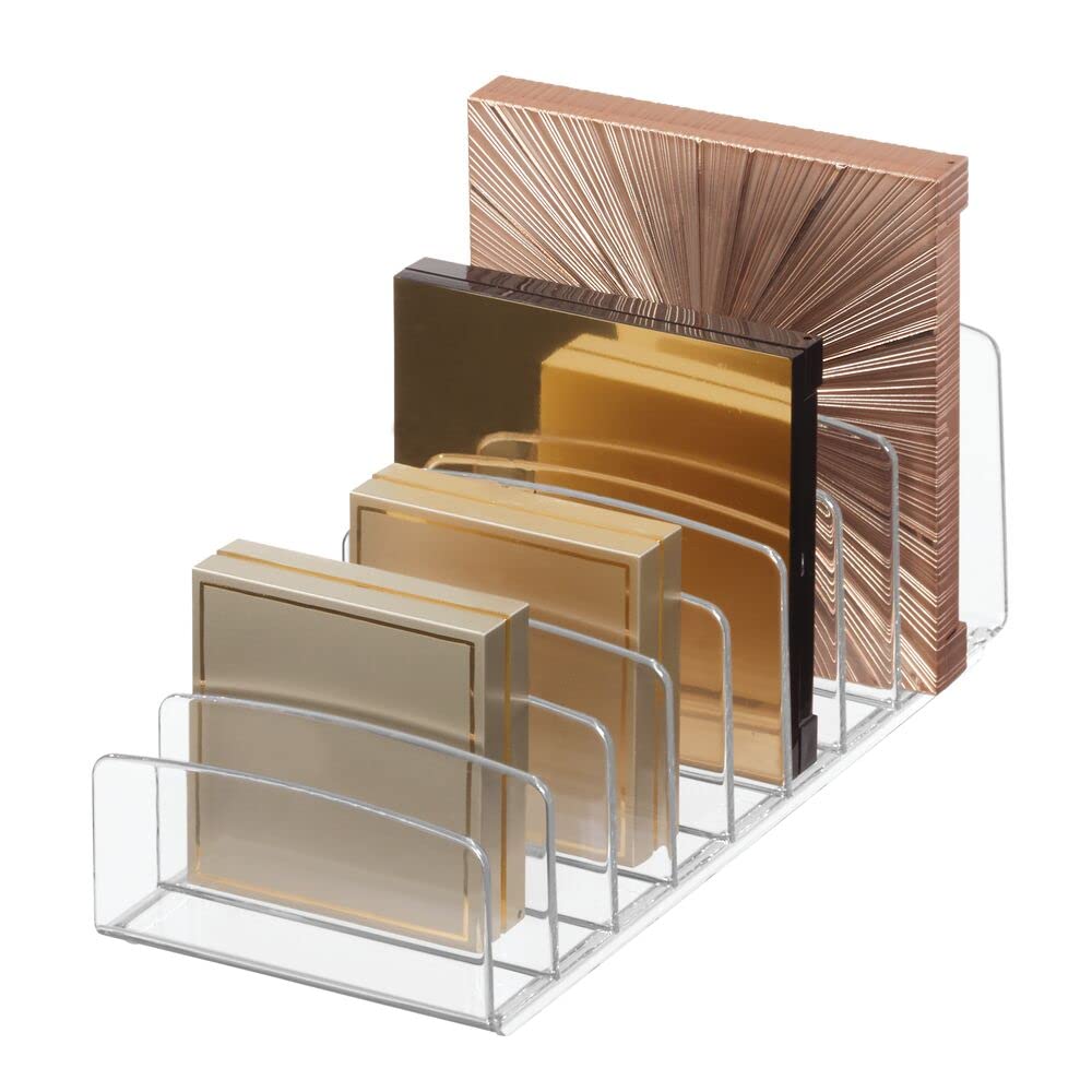 iDesign BPA-Free Plastic Divided Makeup Palette Cosmetic Organizer, The Clarity Collection – 9.25" x 3.86" x 3.2", Clear