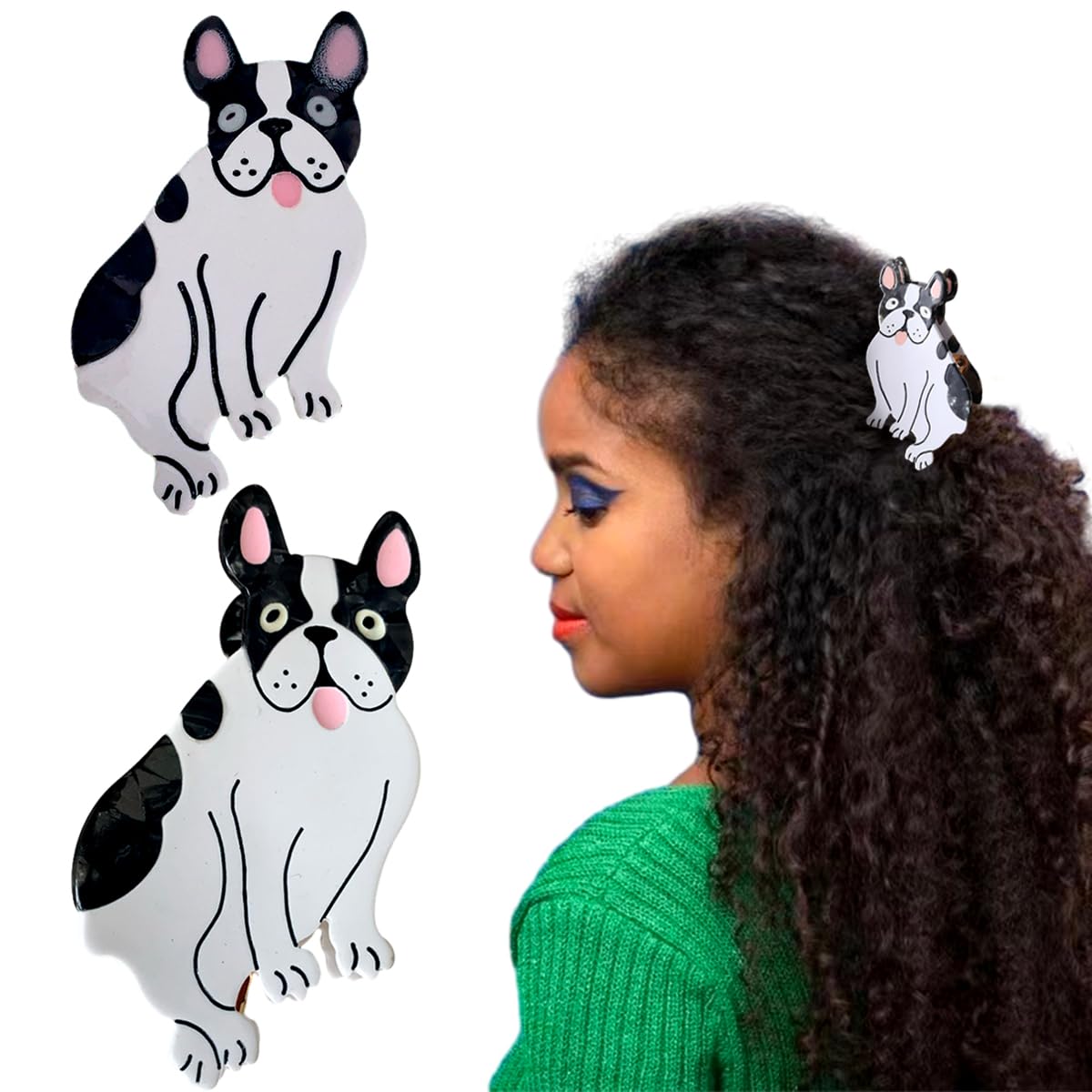 2 PCS Dog Hair Claw Clips Cute Small Hairpins for Women Girls Cute Acetate Pet Dogs Hair Claw Clip for Thin Medium Hair Creative Dog Hair Clip Dog Styling Hair Accessories