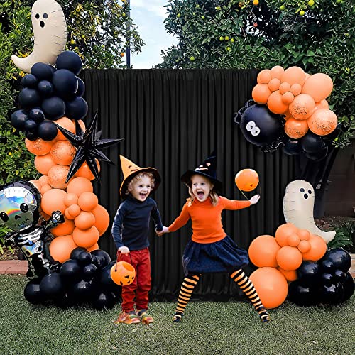 10x10FT Black Backdrop Curtain for Parties Black Curtains Backdrop Drapes for Birthday Halloween Party Photo Photography Background Decor