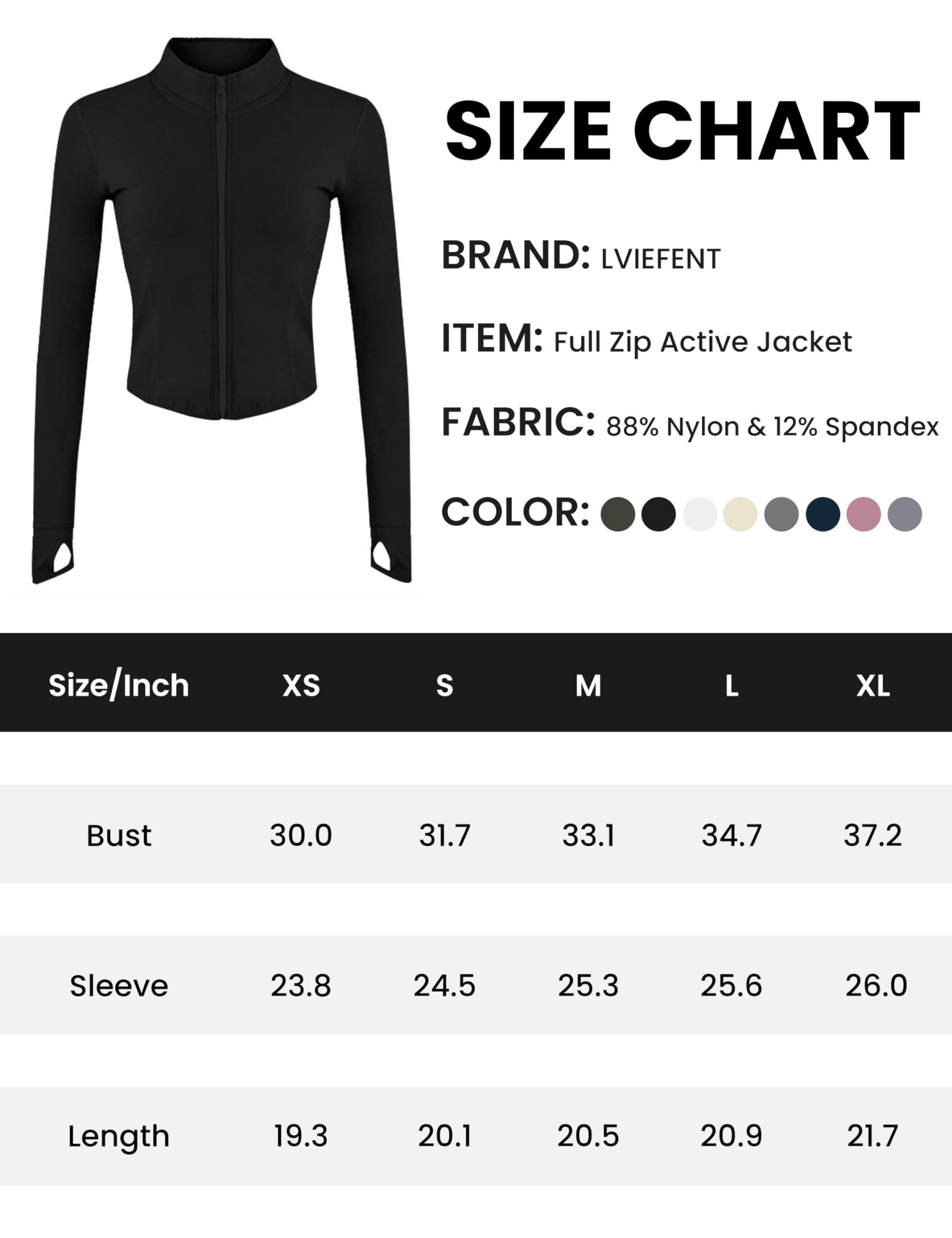 Lviefent Womens Lightweight Full Zip Running Track Jacket Workout Slim Fit Yoga Sportwear with Thumb Holes (Black, Small)