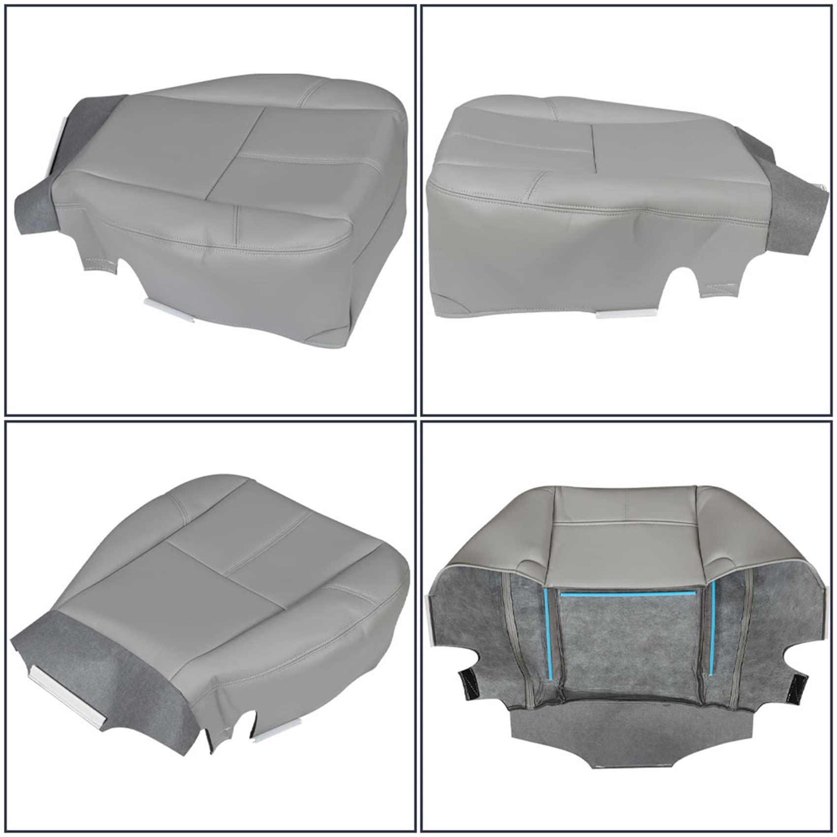 labwork Driver Bottom Leather Seat Cover Bucket Seat Replacement for Chevy Silverado 2007-2014 Grey