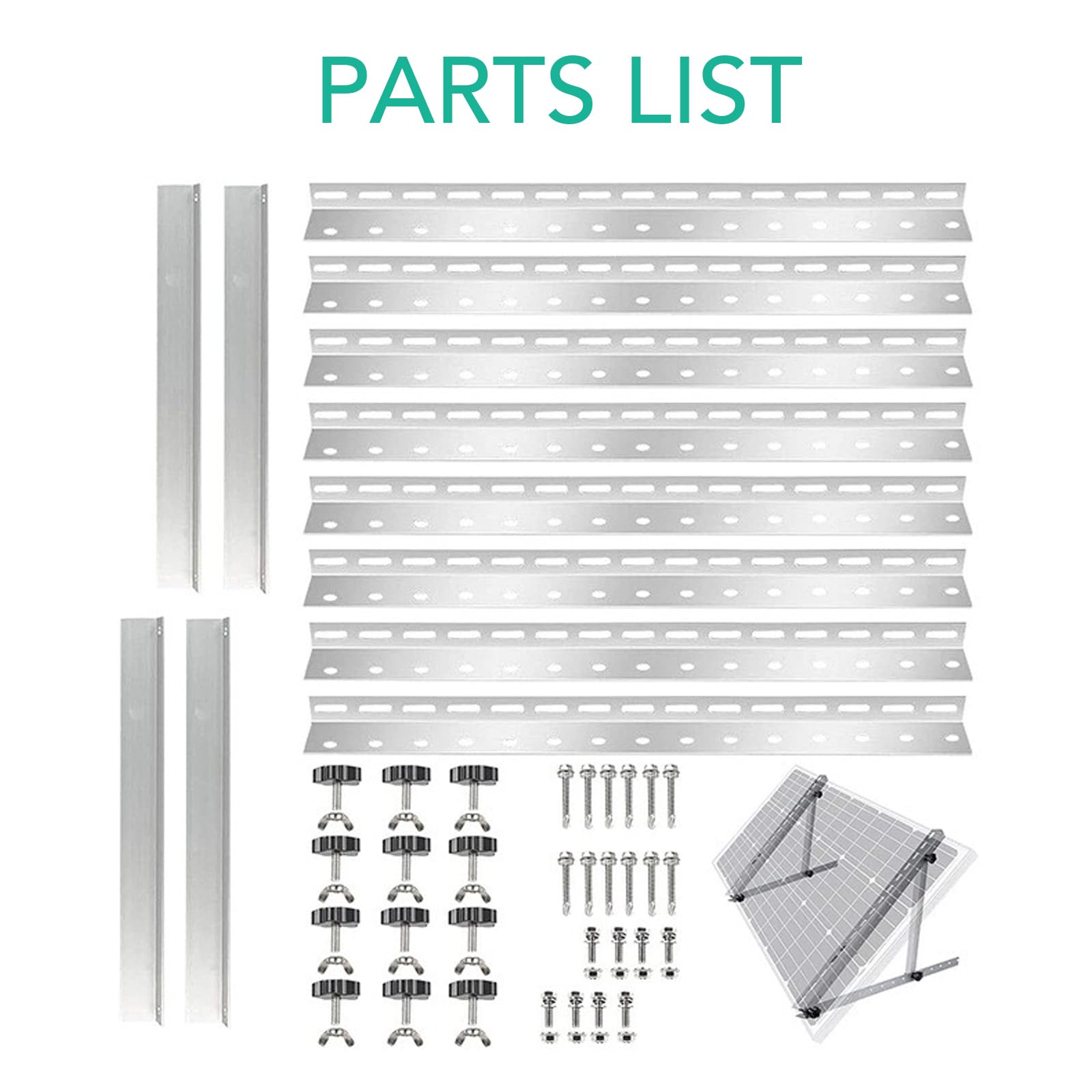41in 4 Sets Adjustable Solar Panel Mount Brackets Kit - Anodized Aluminum Tilt Legs for 100-500W Panels (1-4Pcs), Foldable Roof RV Boat Off Grid Solar Racking System (41 in 1 Set)