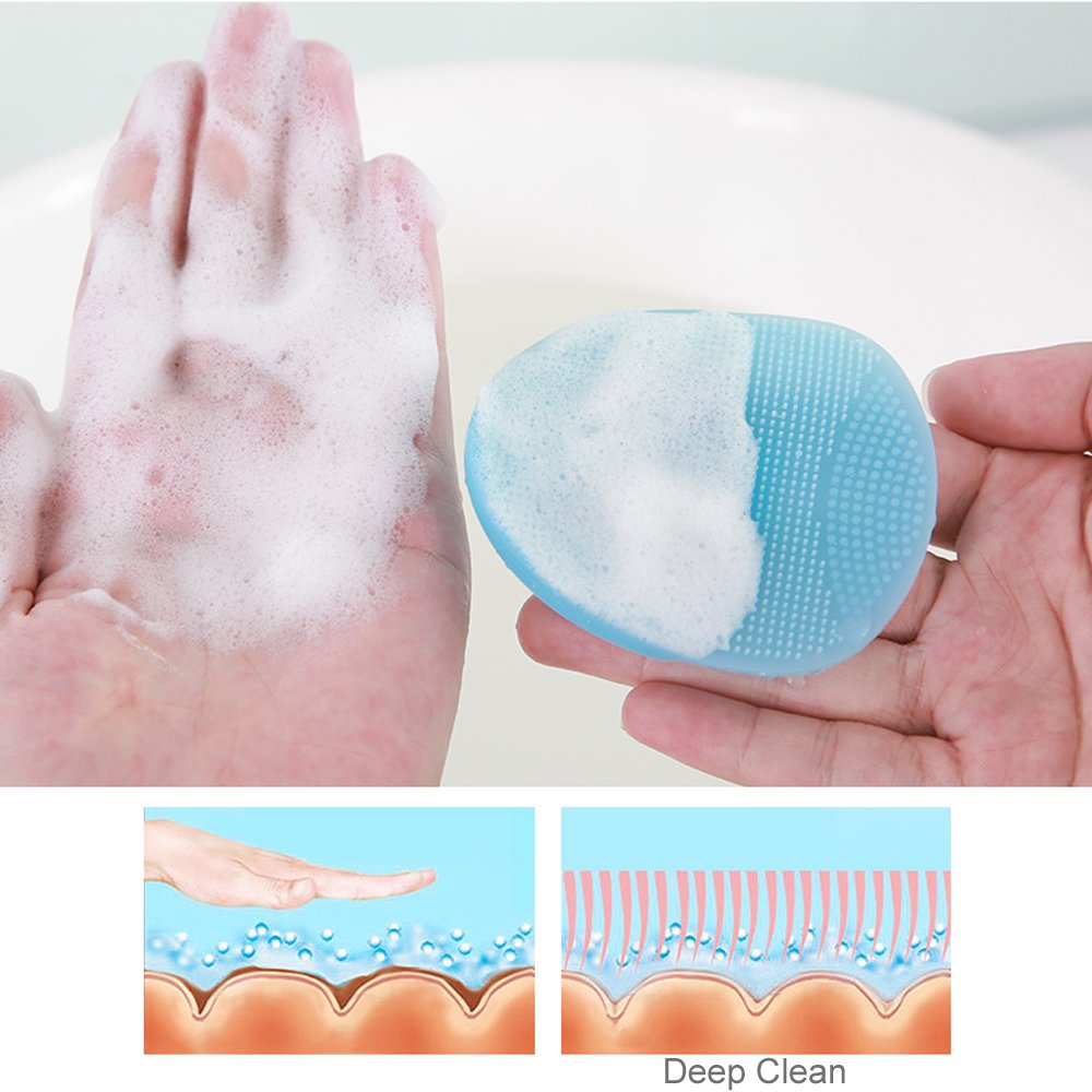 INNERNEED Super Soft Silicone Face Cleanser and Massager Brush Manual Facial Cleansing Brush Handheld Mat Scrubber for Sensitive, Delicate, Dry Skin (Pack of 4)