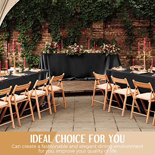 Lounsweer 8 Packs Satin Tablecloth 102 x 58 Inches Rectangle Table Cover Silk Smooth Fabric Party Table Cloth for Rectangle Parties, Holiday Dinner Wedding Banquet Decoration(Silver)