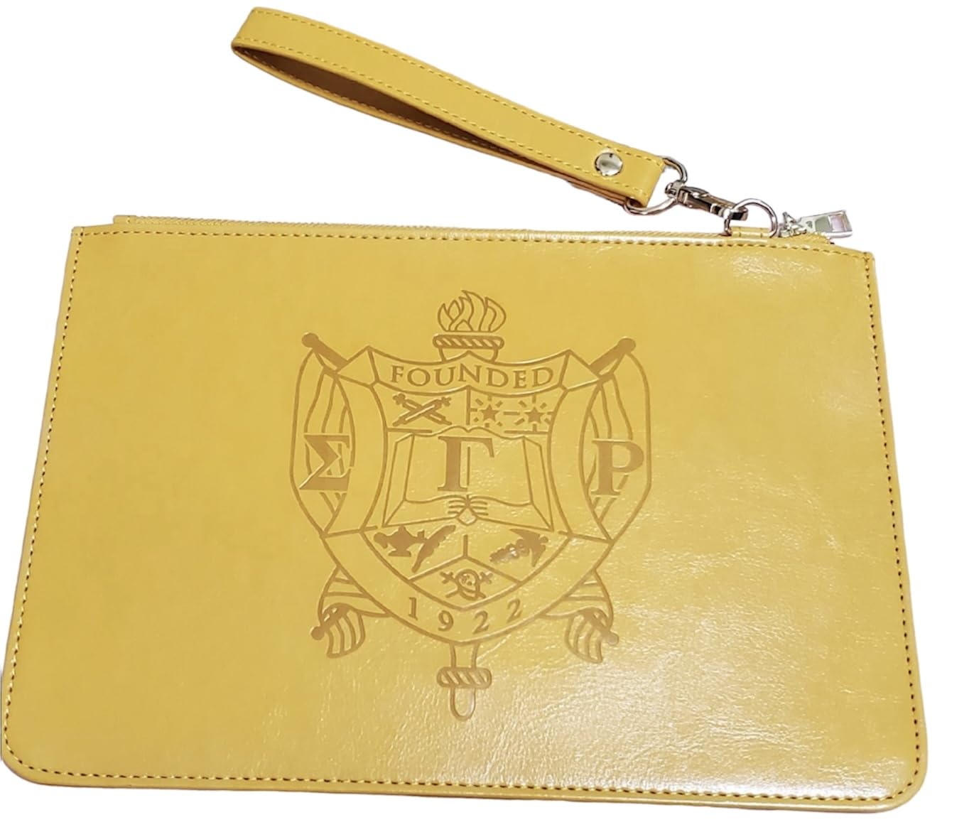 Generic Essential Store Greek Sigma Gamma Rho SGR Vegan Leather Wristlet Clutch Cell Phone Wallet Purse Smartphone Wristlet Wallet Purses and Handbags for Women, Black