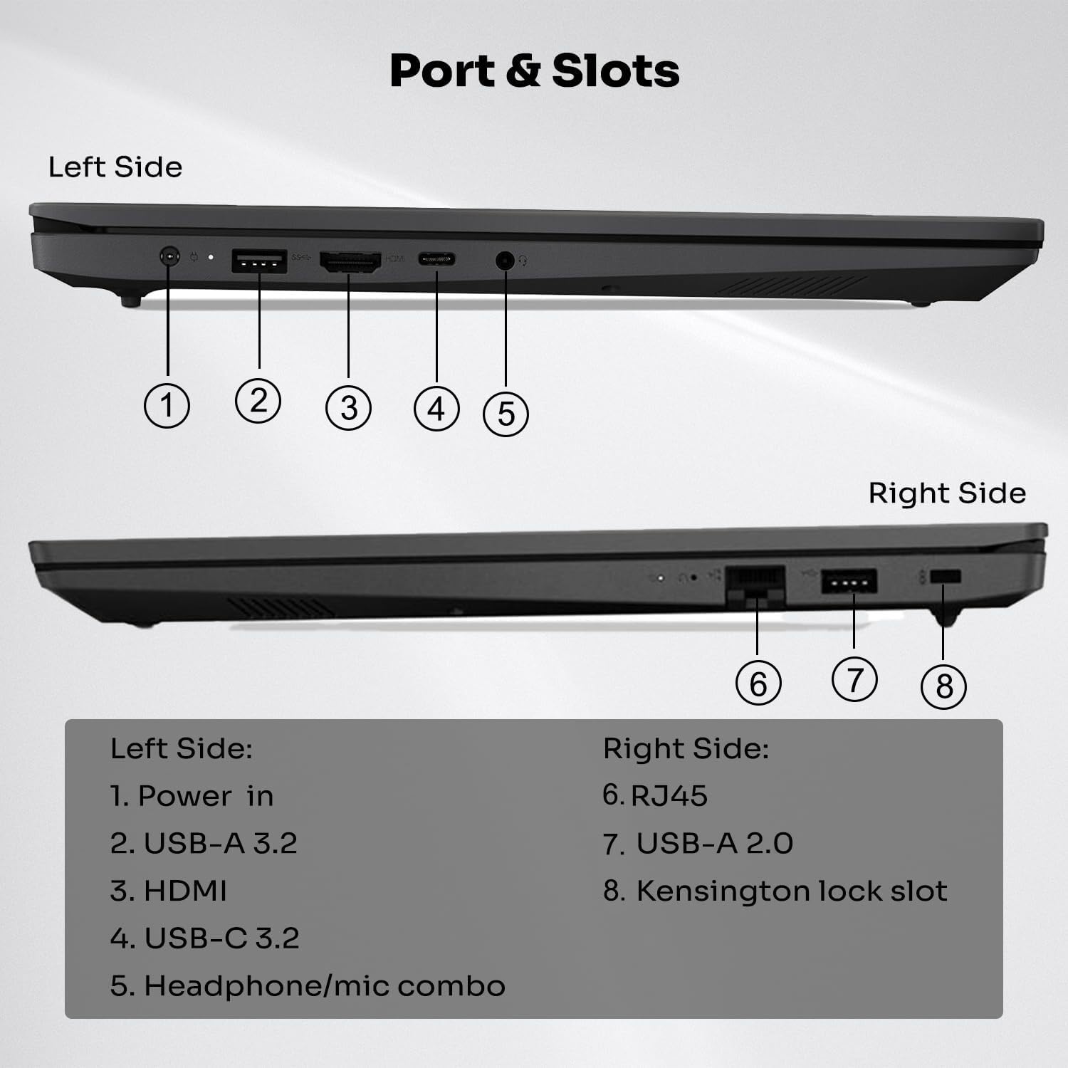 Lenovo V-Series V15 Business Laptop, 15.6" FHD Display, AMD Ryzen 7 7730U, 16GB RAM, 512GB SSD, Numeric Keypad, HDMI, RJ45, Webcam, Wi-Fi, Windows 11 Pro, Black